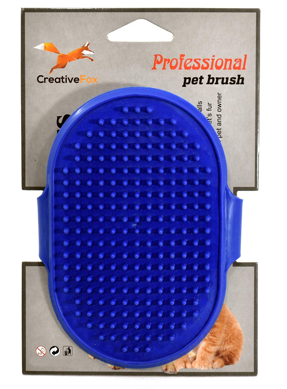 Creativefox Pet Grooming Accessories (Puppies Dog & Cat) Soft Hand Rubber Shampoo Brush For Massage And Cleaning Hair And Fur Li