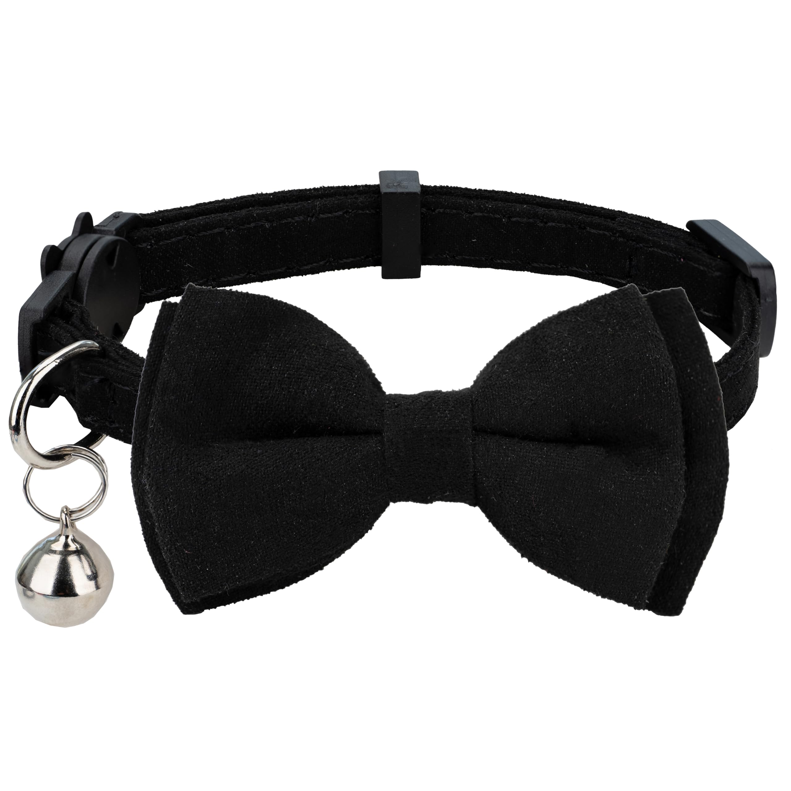 Gyapet Cat Collar With Bell Breakaway Kitten Small Puppy Safety Bow Tie Solid Wedding Basic Color [1Pc] Black