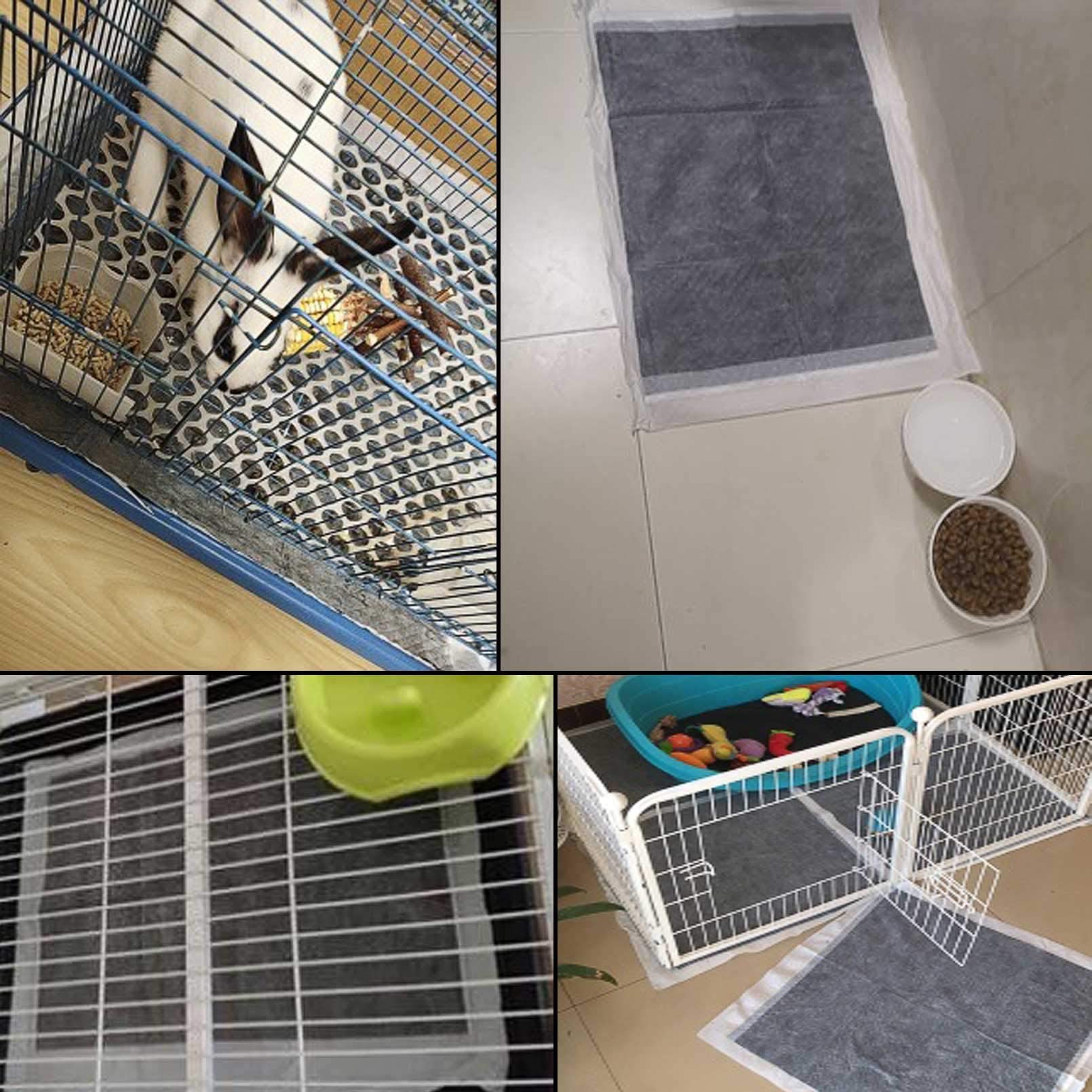Kathson Rabbit Pee Pads Disposable Cage Liners 50Pcs All-Absorb Black Carbon Odor-Control Bunny Training Accessories With Quick-Dry Surface For Puppy Guinea Pig Kitten Hedgehog Small Animals