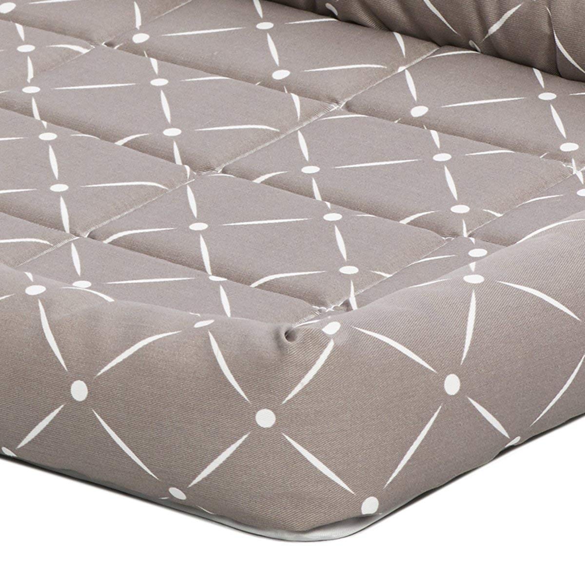 MidWest Homes for Pets Quiet Time Couture Ashton Bolster Pet Bed, Medium 29"L x 19"W x 2.3"Th, Mushroom & White, Model 40230-MRD