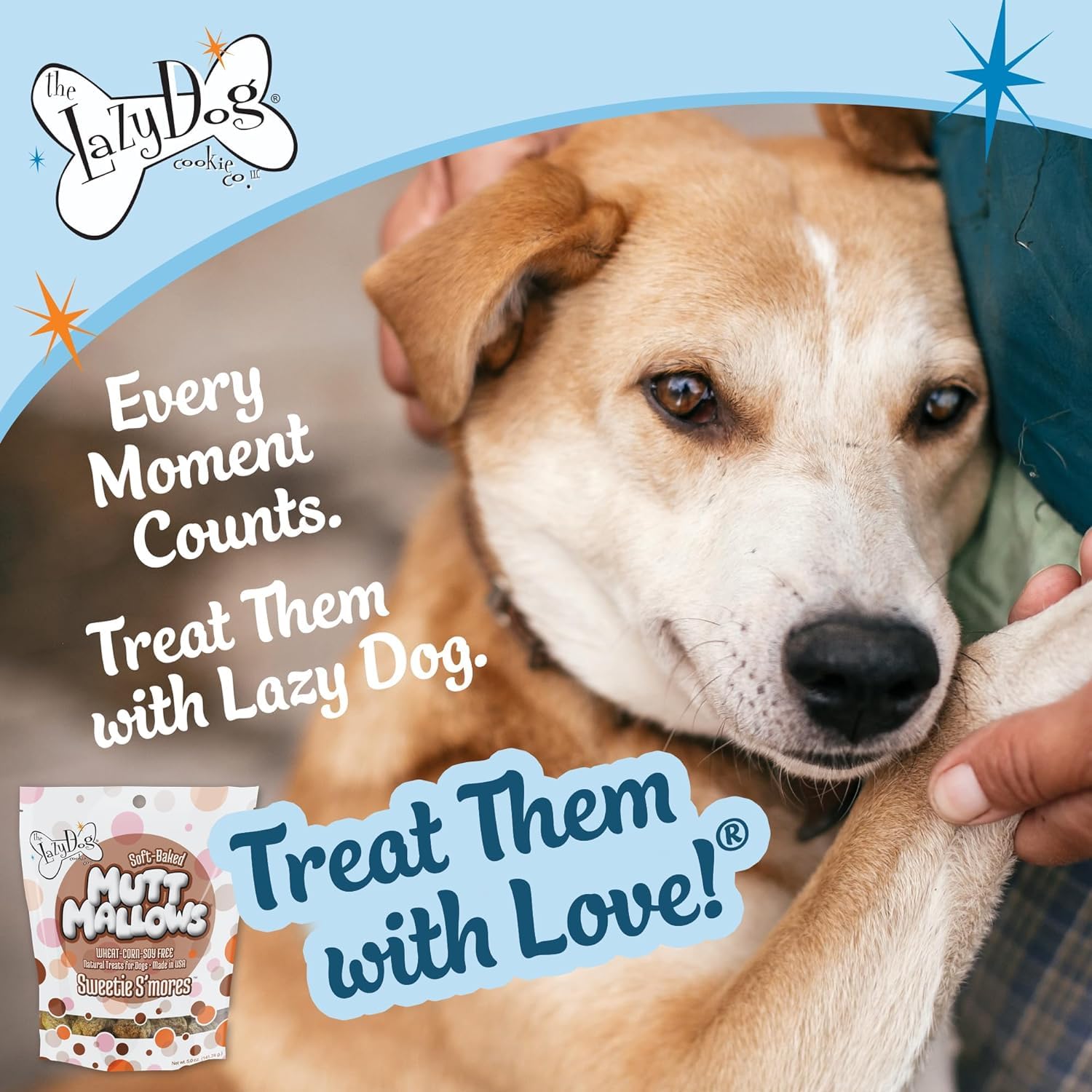 The Lazy Dog Cookie Co. Soft Dog Treats, Mutt Mallows Sweetie Smores, for Small, Medium and Large Dogs, Wheat-Free, Baked in The