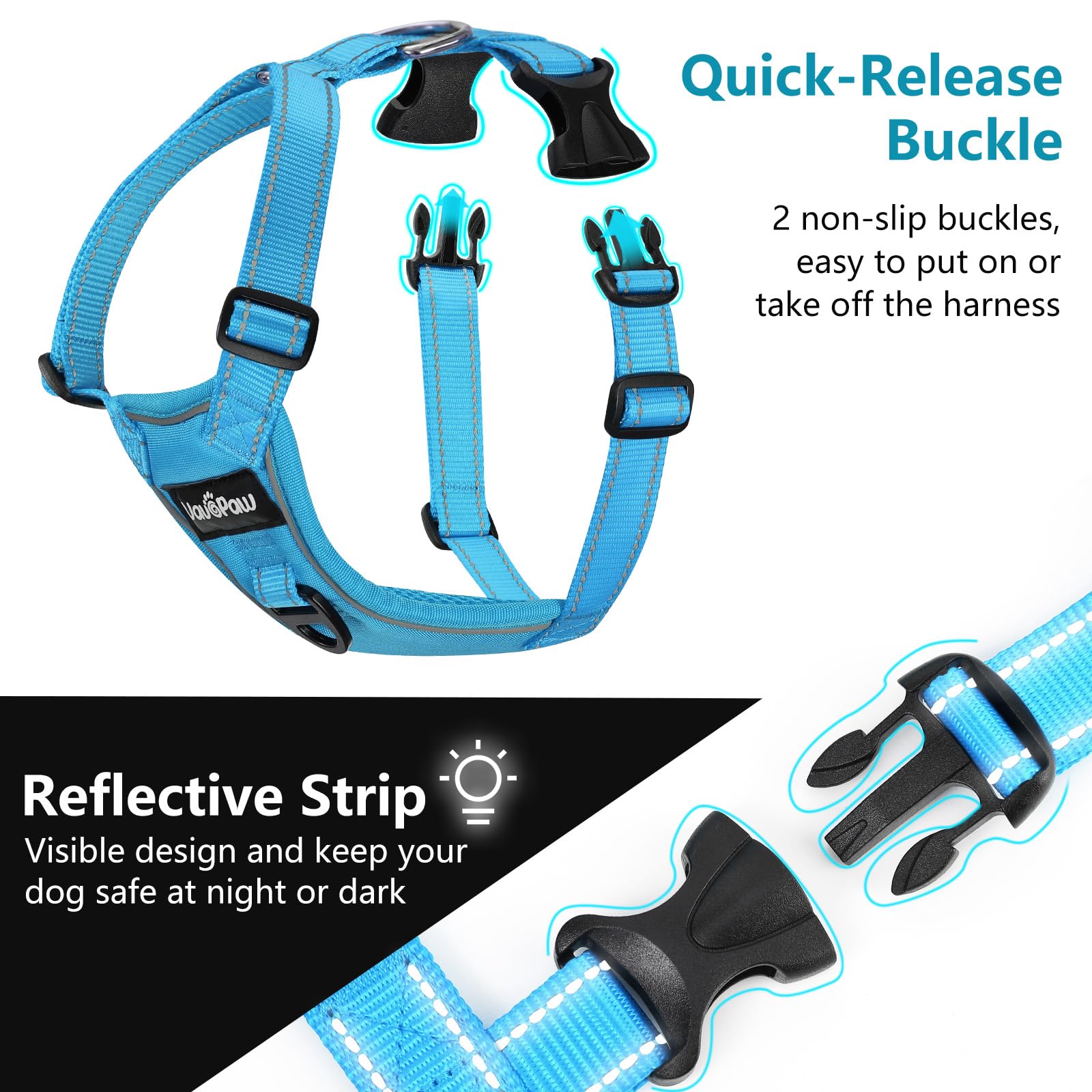 Vavopaw Dog Seat Belt Harness For Car, Dog Car Harness Adjustable Mesh Breathable & Dogs Seatbelt Safety Tether With Elastic Bun