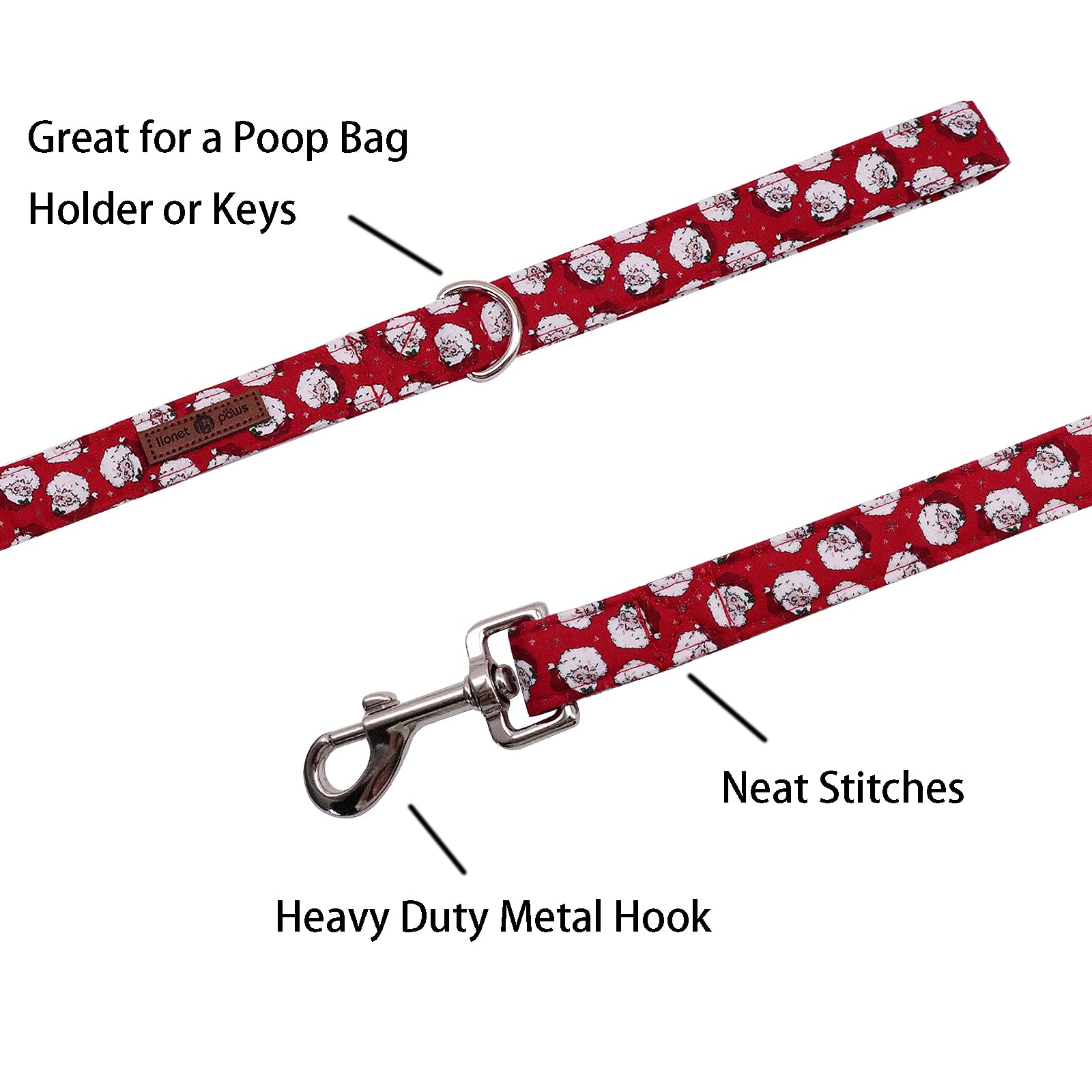 Lionet Paws Christmas Dog Leash And Collar Set For Small To Large Dogs