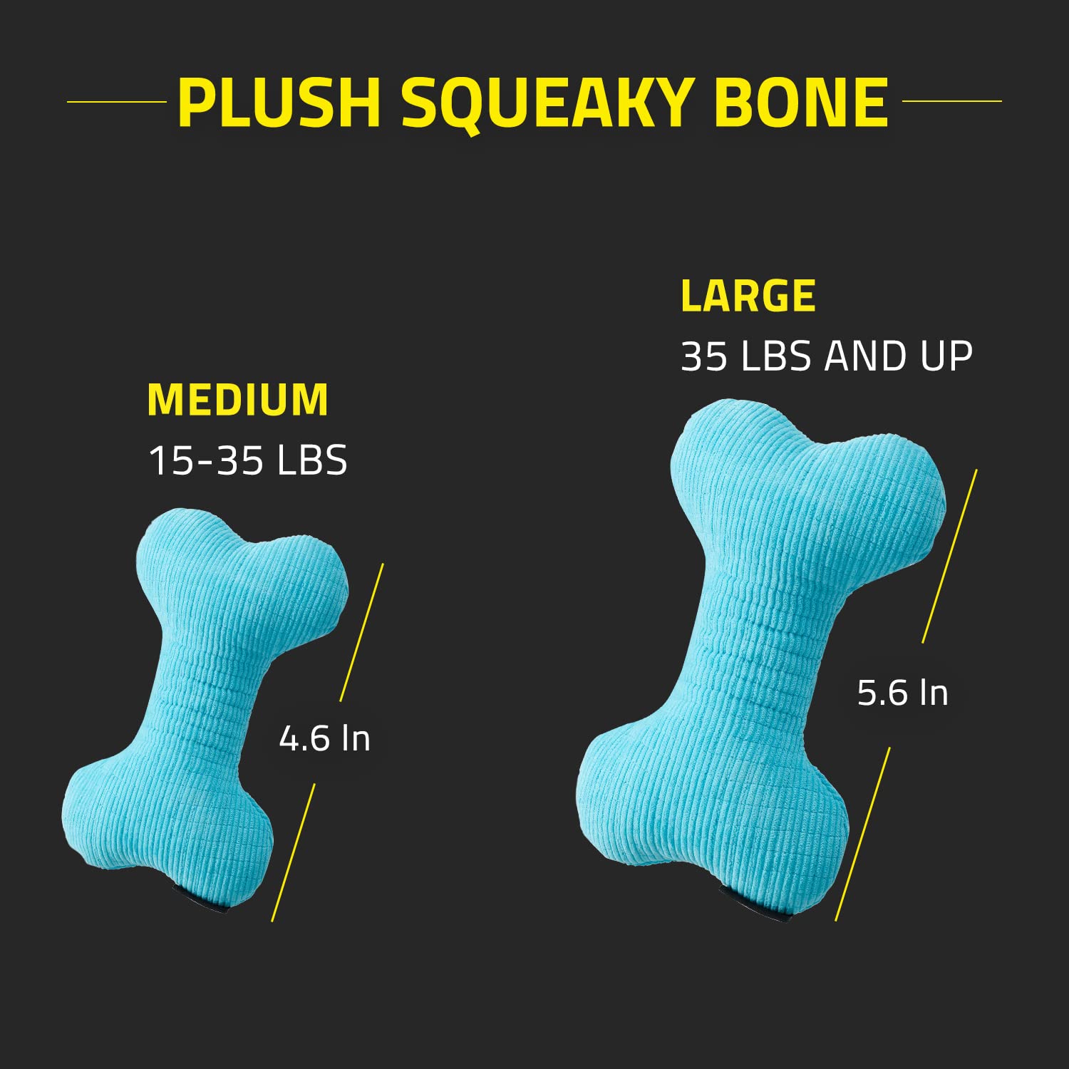 Playology Plush Squeaky Bone Toy For Medium Breed Dogs (15-35 Lbs) - Engaging All-Natural Peanut Butter Scent