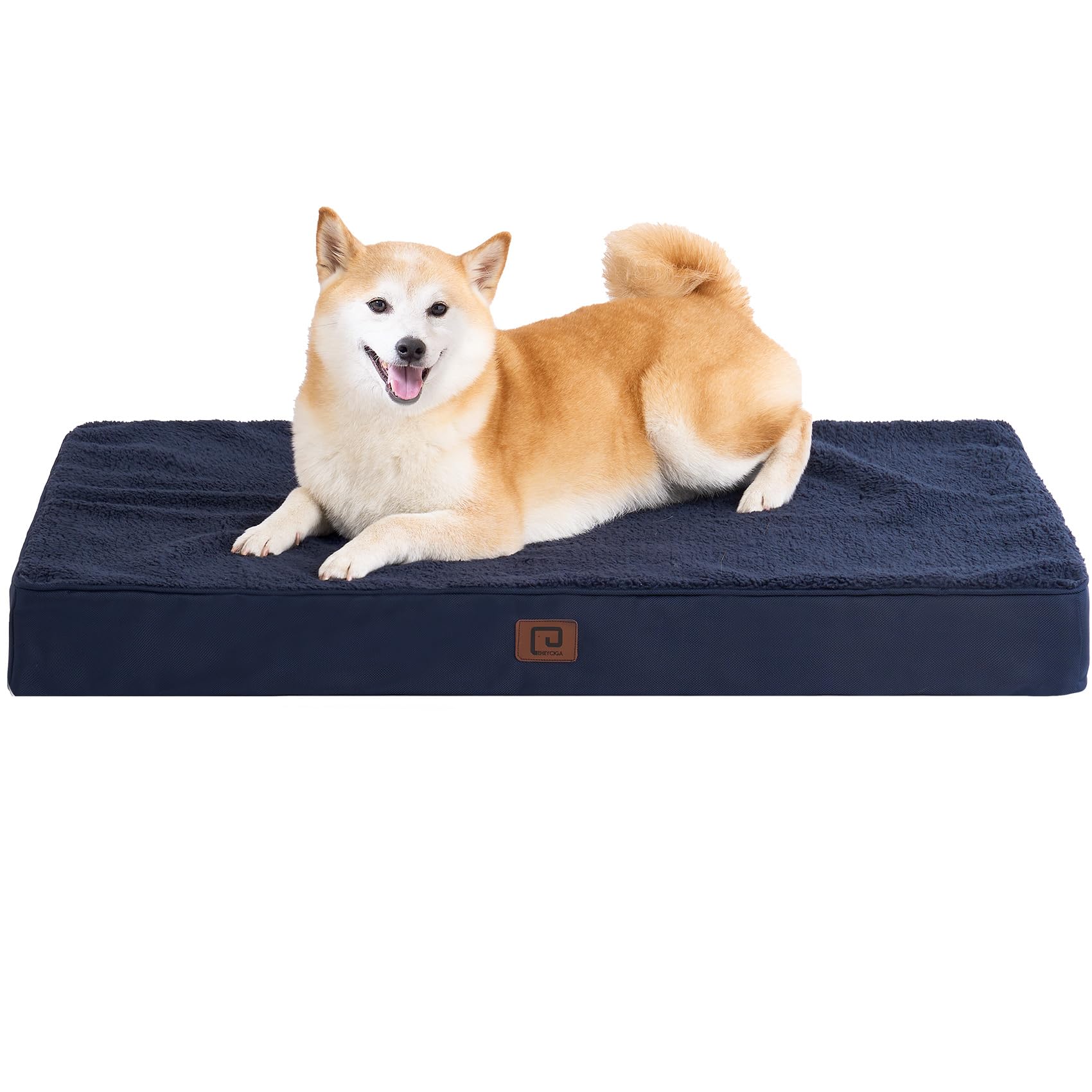 Eheyciga Orthopedic Dog Beds For Large Dogs With Removable Washable Cover For Crate, Navy, 35X23