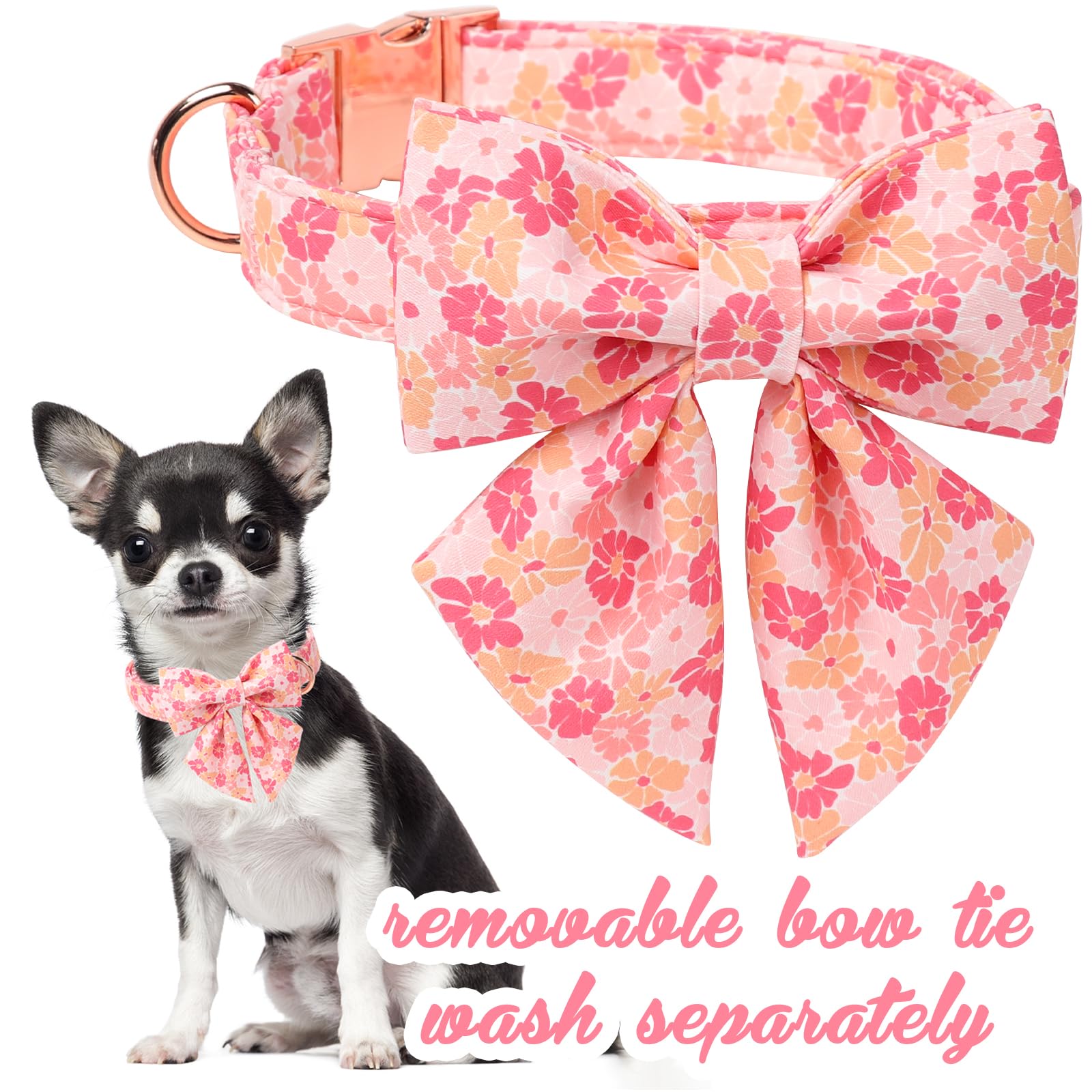 Unique Style Paws Cartoon Dog Collar With Bowtie Spring Summer Puppy Collar With Flower For Small Medium Large Boys Girls Dogs