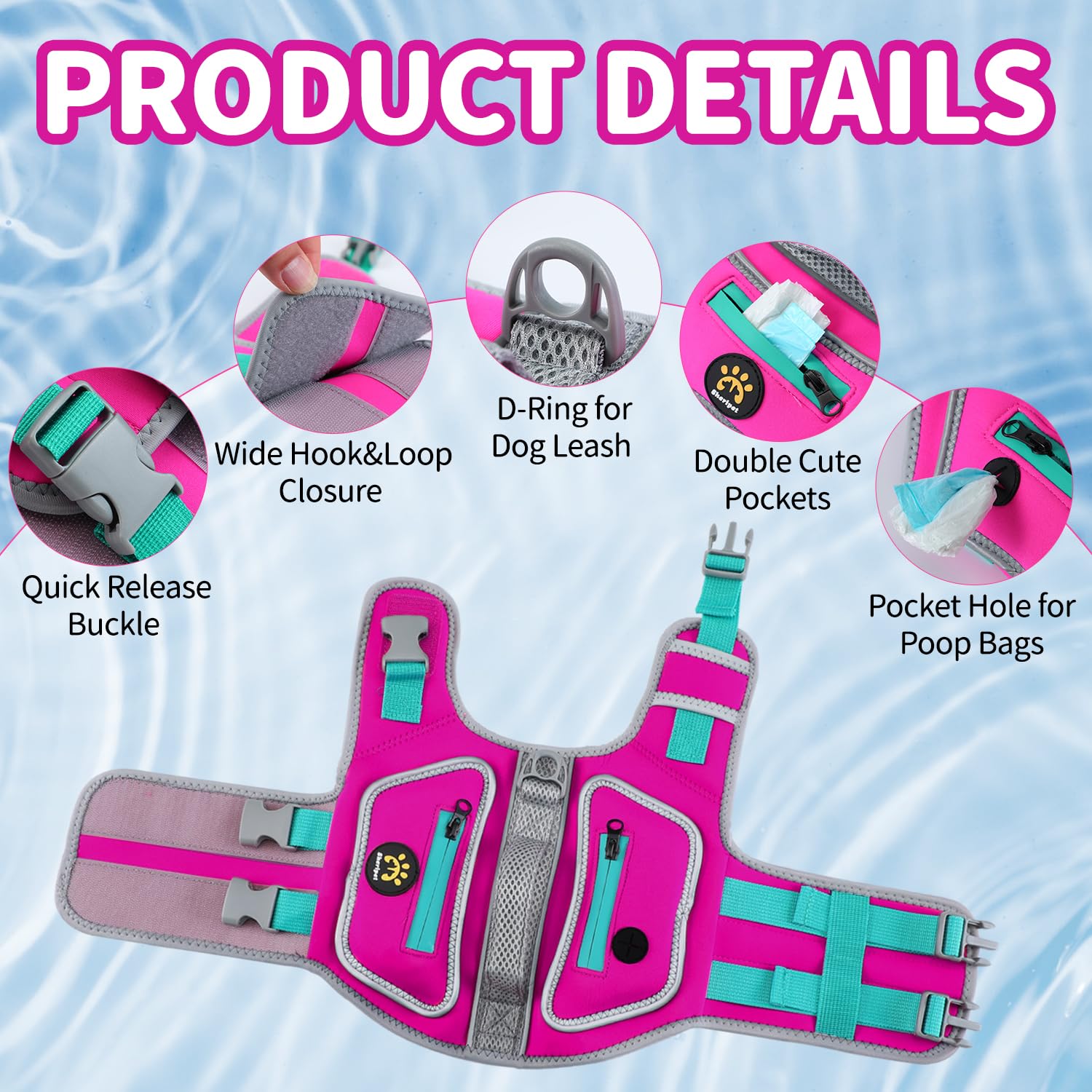 Sheripet Life Jacket For Dogs High Buoyancy, Dog Life Vests For Swimming Adjustable Reflective Pet Floating Vest, Good Visibilit
