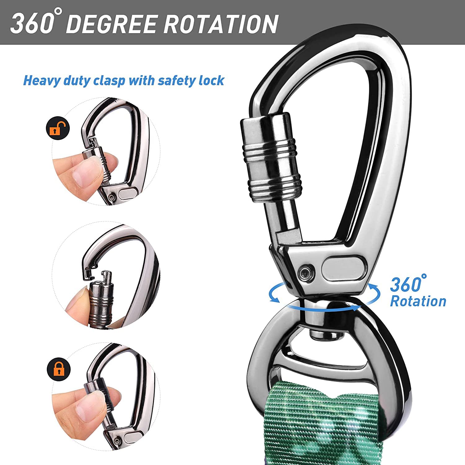 Hotsky Heavy Duty Bungee Dog Leash with Double Handle, 4Ft-6Ft, Shock Absorbing, Rubber, Green for Medium Large Dogs