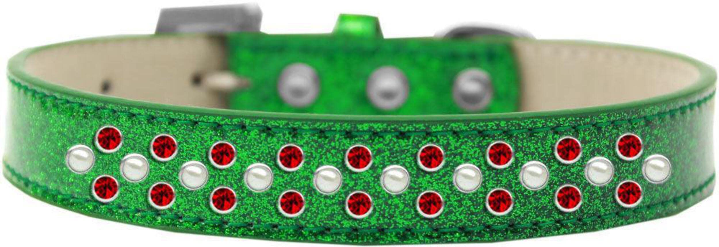 Mirage Pet Products Sprinkles Ice Cream Dog Collar with Pearl and Red Crystals, Size 16, Black