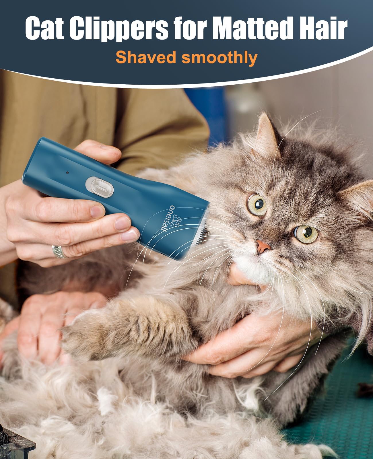 Oneisall Pet Clippers For Cat Matted Hair, Small Clippers Low Noise Dog Trimmers For Dog Grooming, Pet Hair Trimmer For Small Pets (Standard Blade)