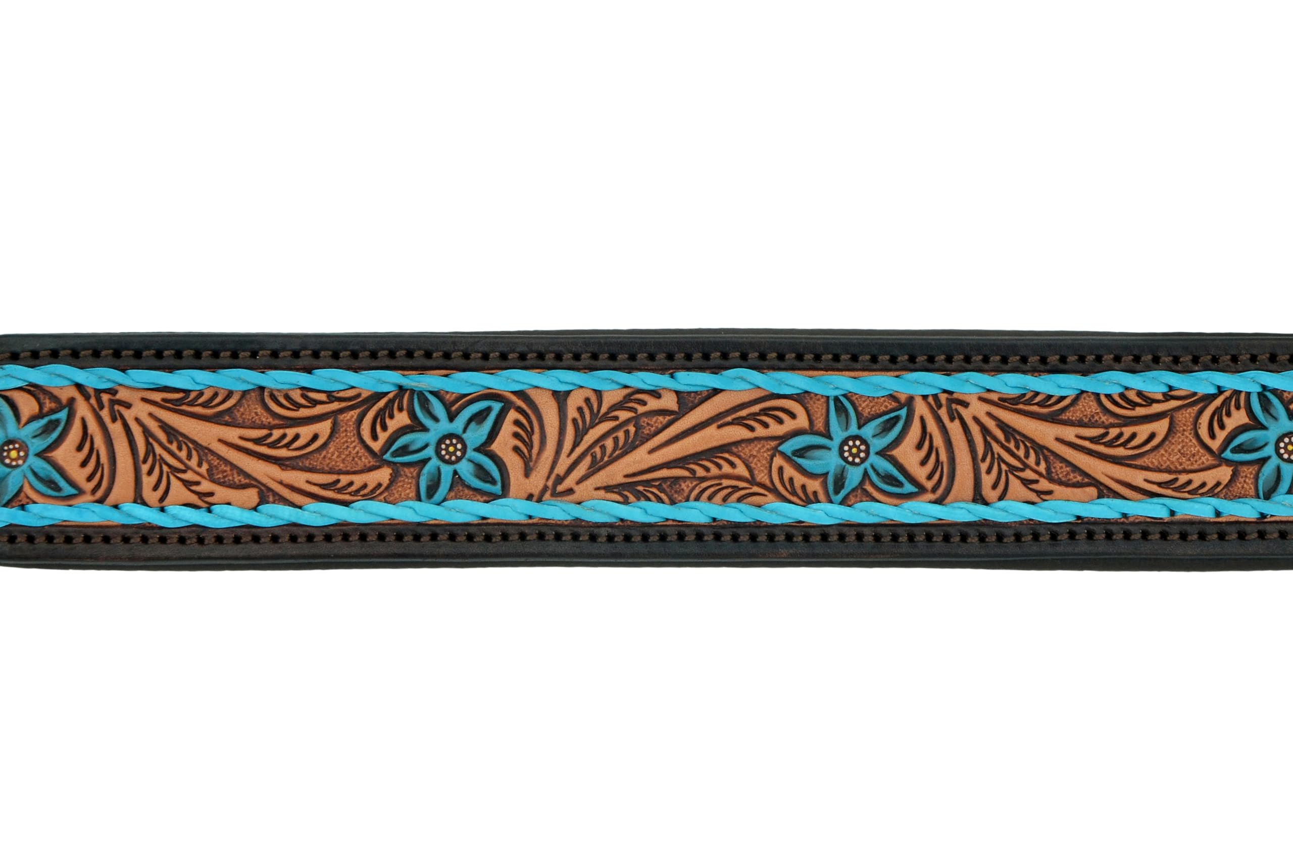 Leather Dog Collar Large Size Western Style Heavy Duty Hand Tooled Adjustable Padded Soft For Small Puppies And Big Dogs 10Ab139