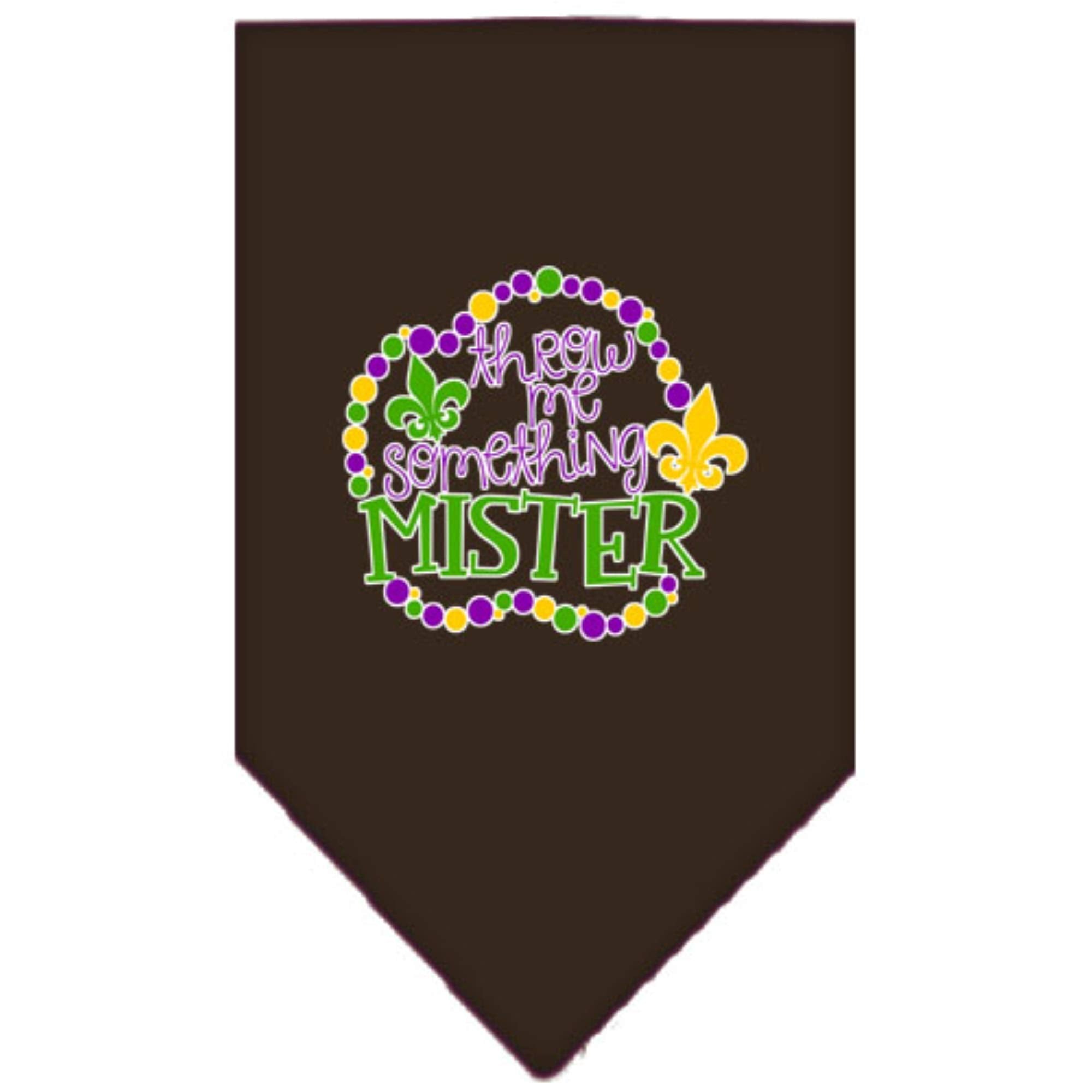 Mirage Pet Product Throw me Something Screen Print Mardi Gras Bandana Cocoa Large