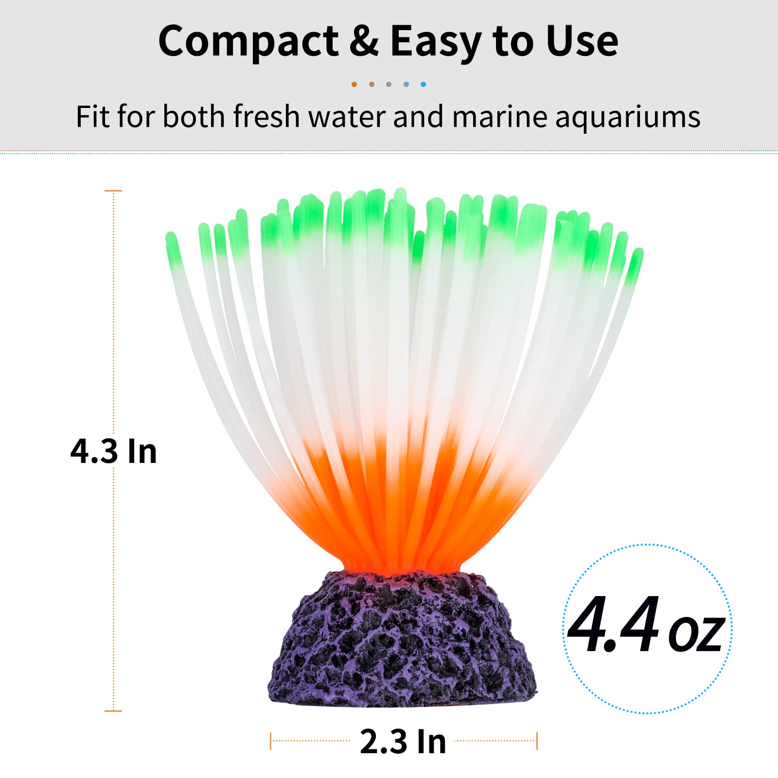 Uniclife Aquarium Imitative Green Sea Urchin Ball Artificial Silicone Ornament With Glowing Effect For Fish Tank Landscape Decor