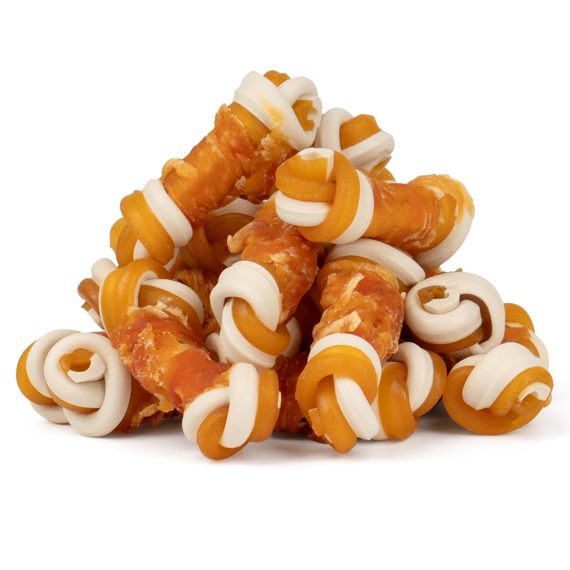 MON2SUN 2.5  Rawhide Free Dog Treats with Mixed Vegetables, Chicken Wrapped Mini Knot Bones for Small Dogs, Healthy Snacks for B
