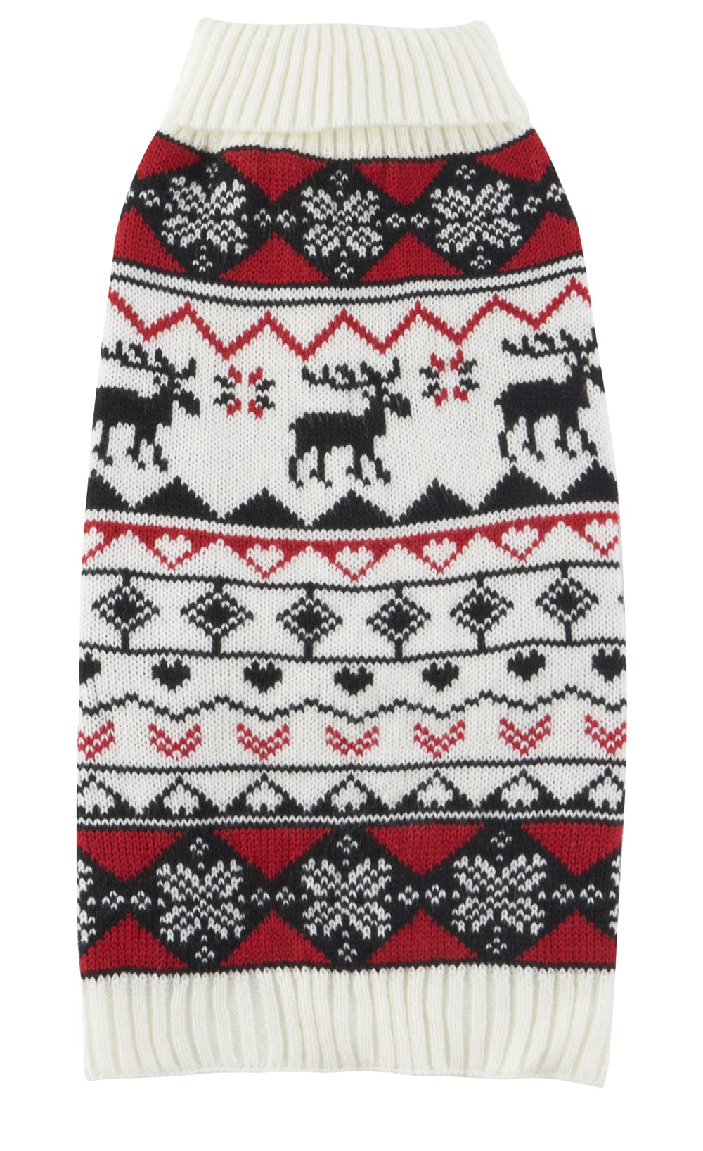 White Red Ugly Vintage Knit Reindeer Holiday Festive Christmas Dog Sweater For Small Dogs, Small (S) Back Length 12'