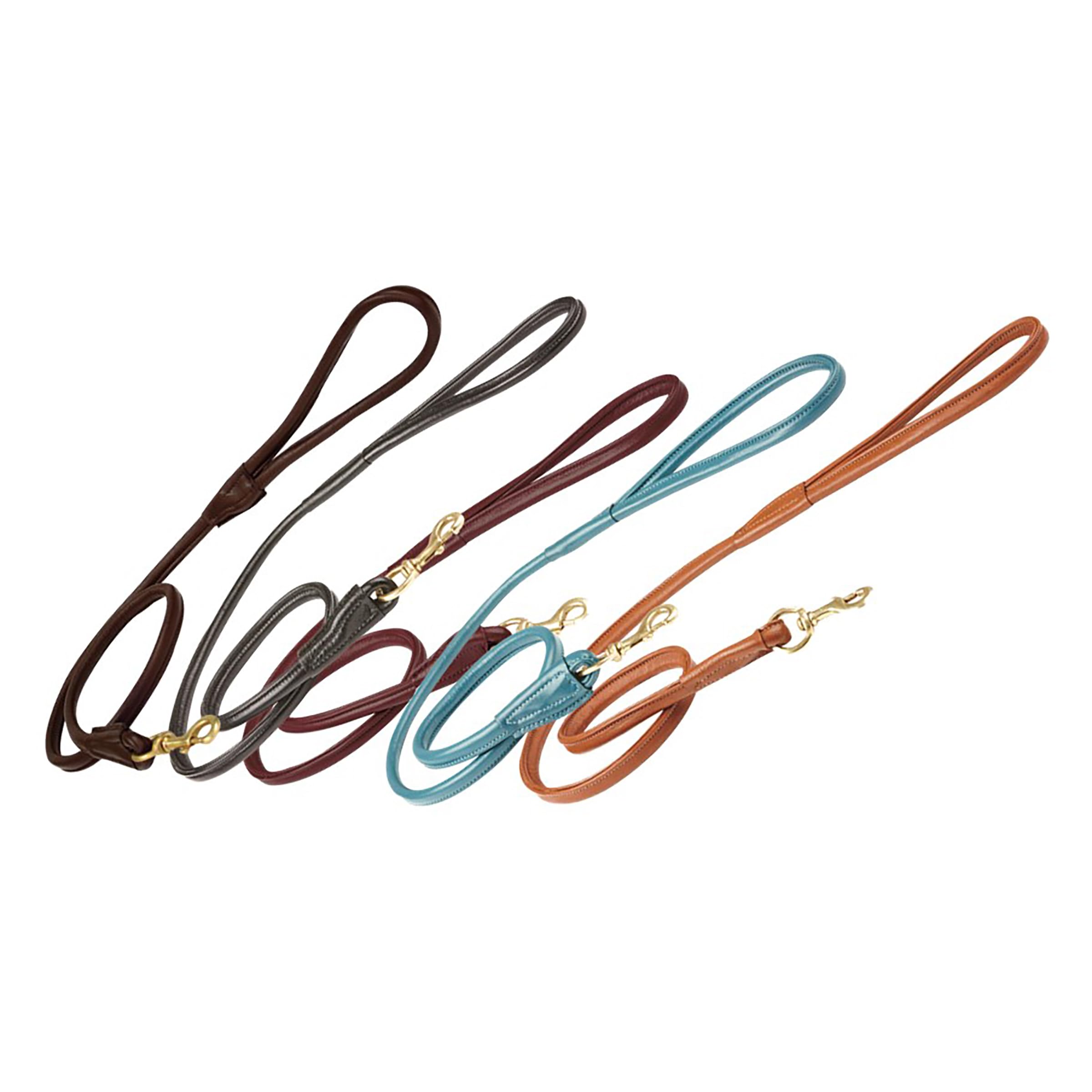 Weatherbeeta Rolled Leather Dog Lead, Maroon, Medium