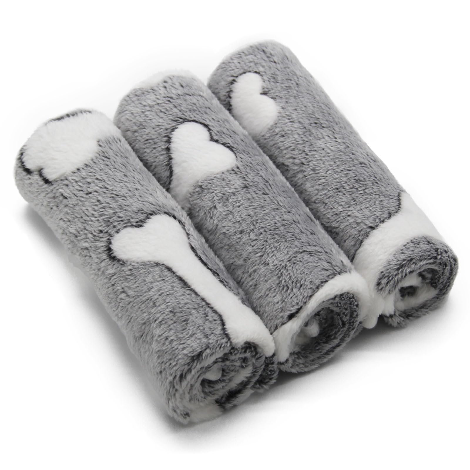 1 Pack 3 Puppy Blankets Super Soft Warm Sleep Mat Grey Cute Print Blanket Fluffy Fleece Pet Blanket Flannel Throw Dog Blankets For Small Dogs Puppy Dogs Fluffy Cats,Bone-Medium(29'X20')