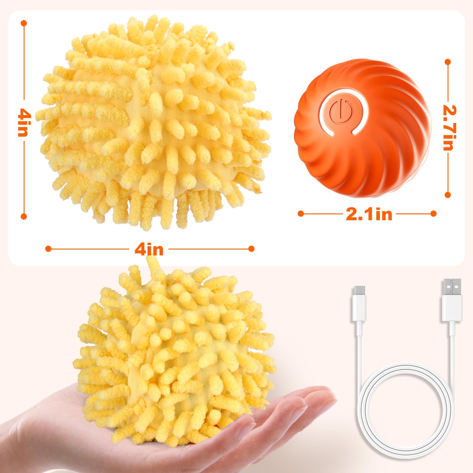 Baborui Interactive Dog Ball Small, Interactive Puppy Toys To Keep Them Busy, Electric Rolling Ball Enrichment Toys For Small/Me