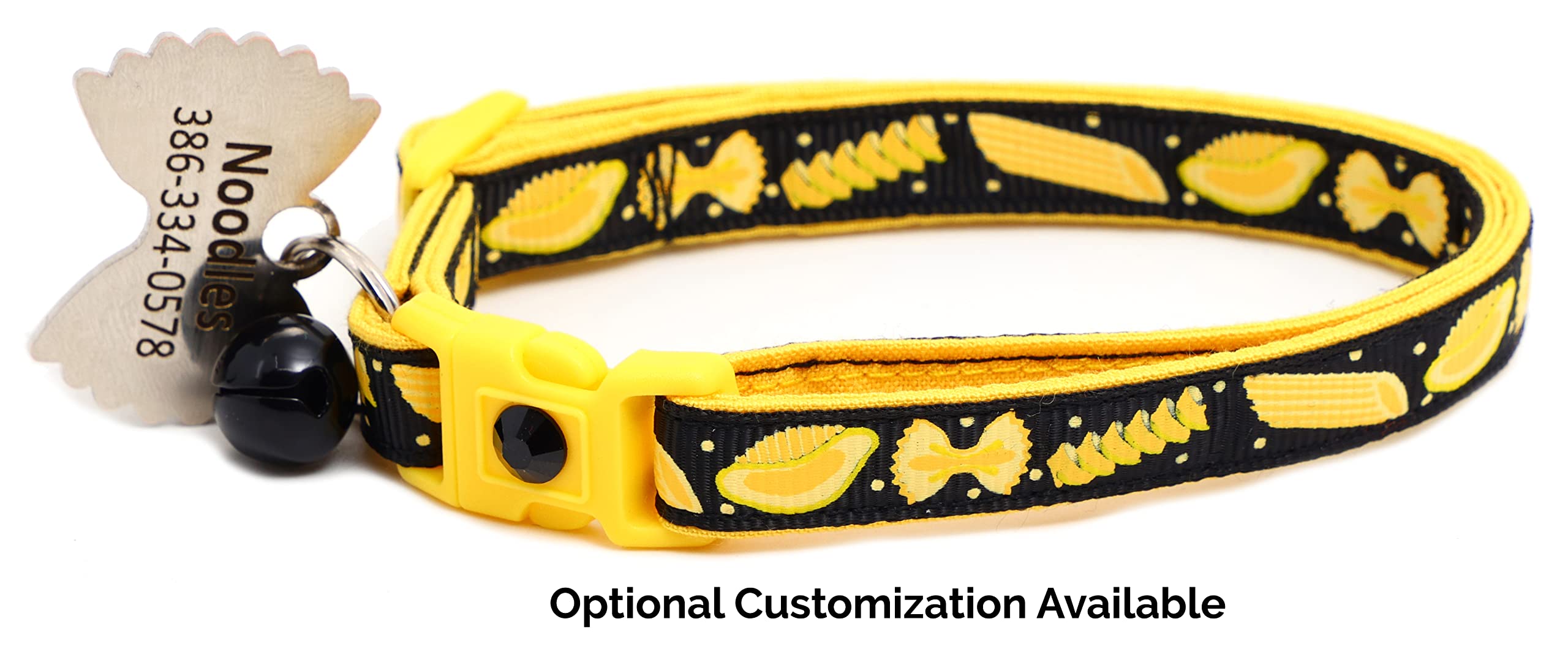 Noodle Cat Collar - Safety - Breakaway - Charm And Bell - Pugs2Persians (Large(10Lbs & Up), Black)