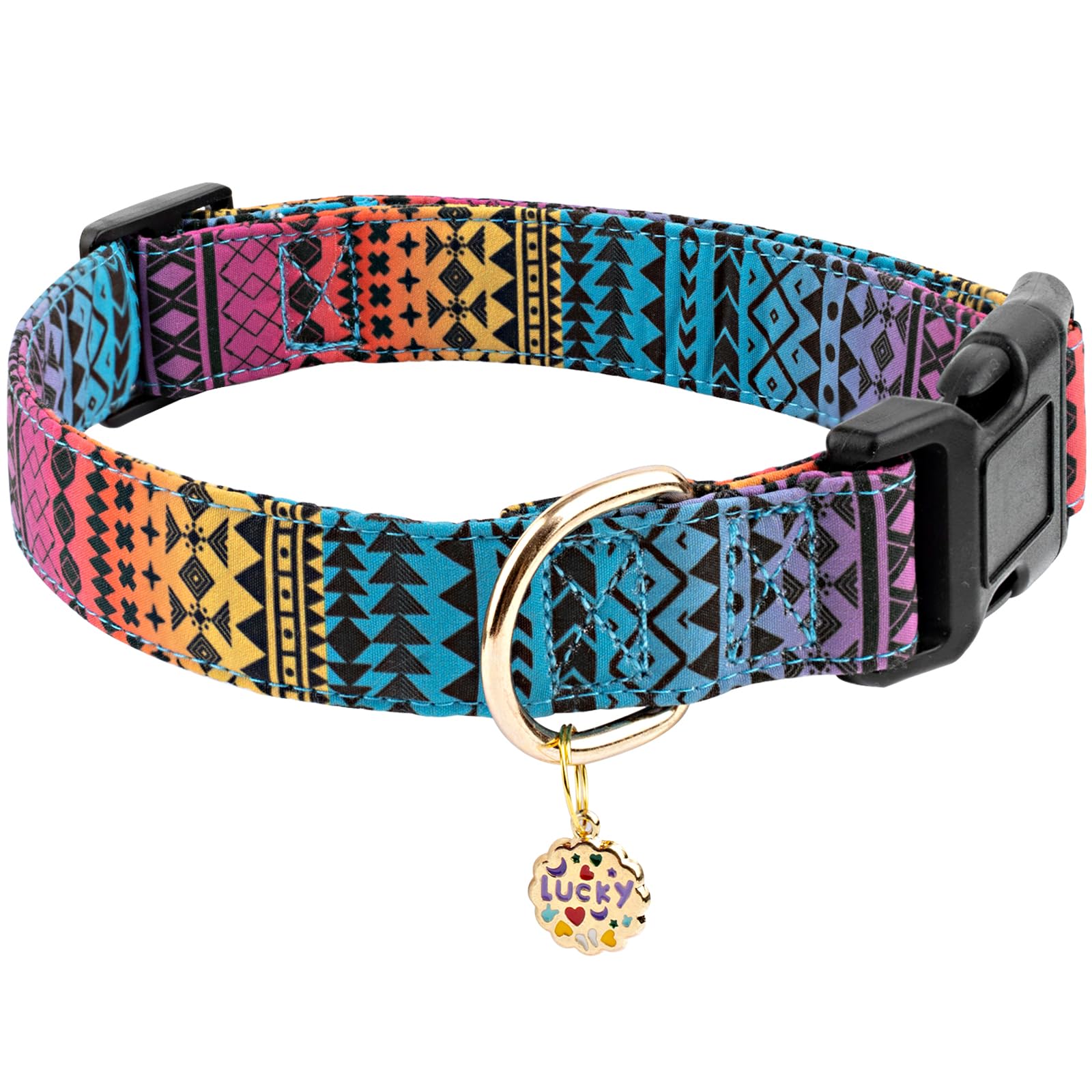 Faygarsle Bohemian Geometric Pattern Dog Collar For Small Medium Large Boys Girls Dogs S