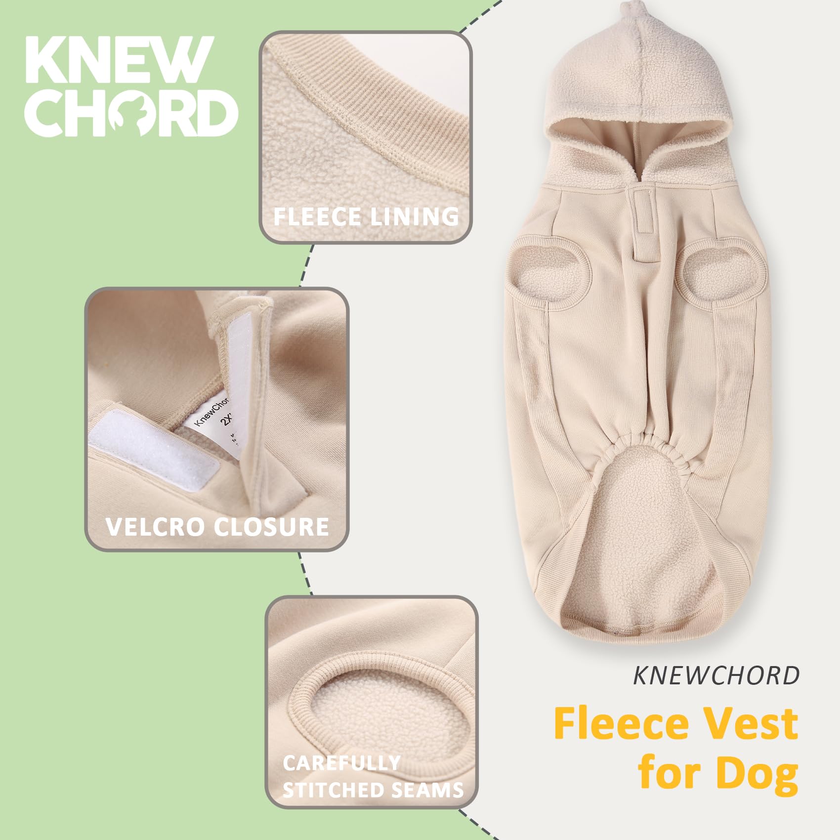 Dog Winter Hoodie Coat, Plush Vest Hoodie Dog Jacket, Dog Winter Autumn Warm Clothes(Apricot White-2Xl)