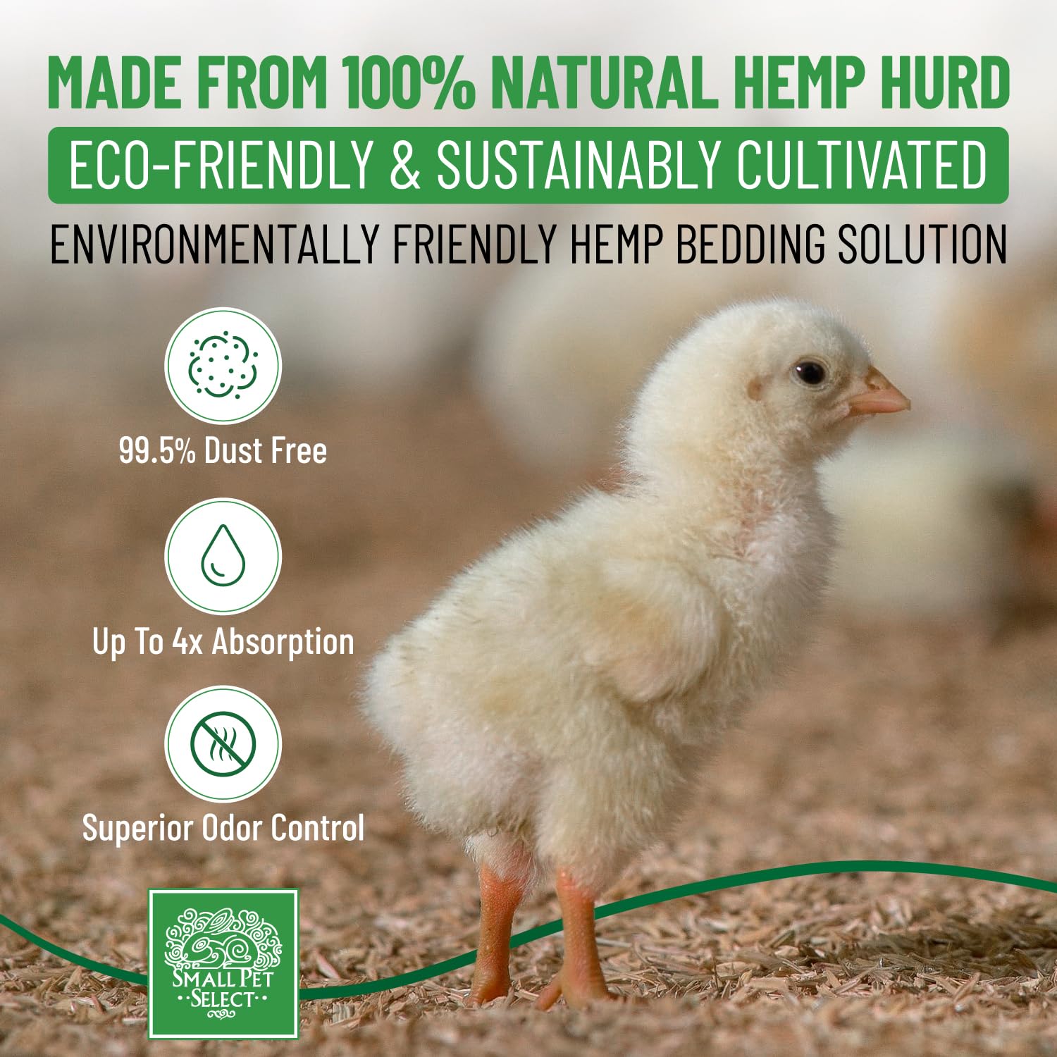 Small Pet Select - Jumbo - Hemp HURD Ultra-Premium Chicken Bedding, Biodegradable Chicken Coop Animal Bedding, Eco Friendly Odor