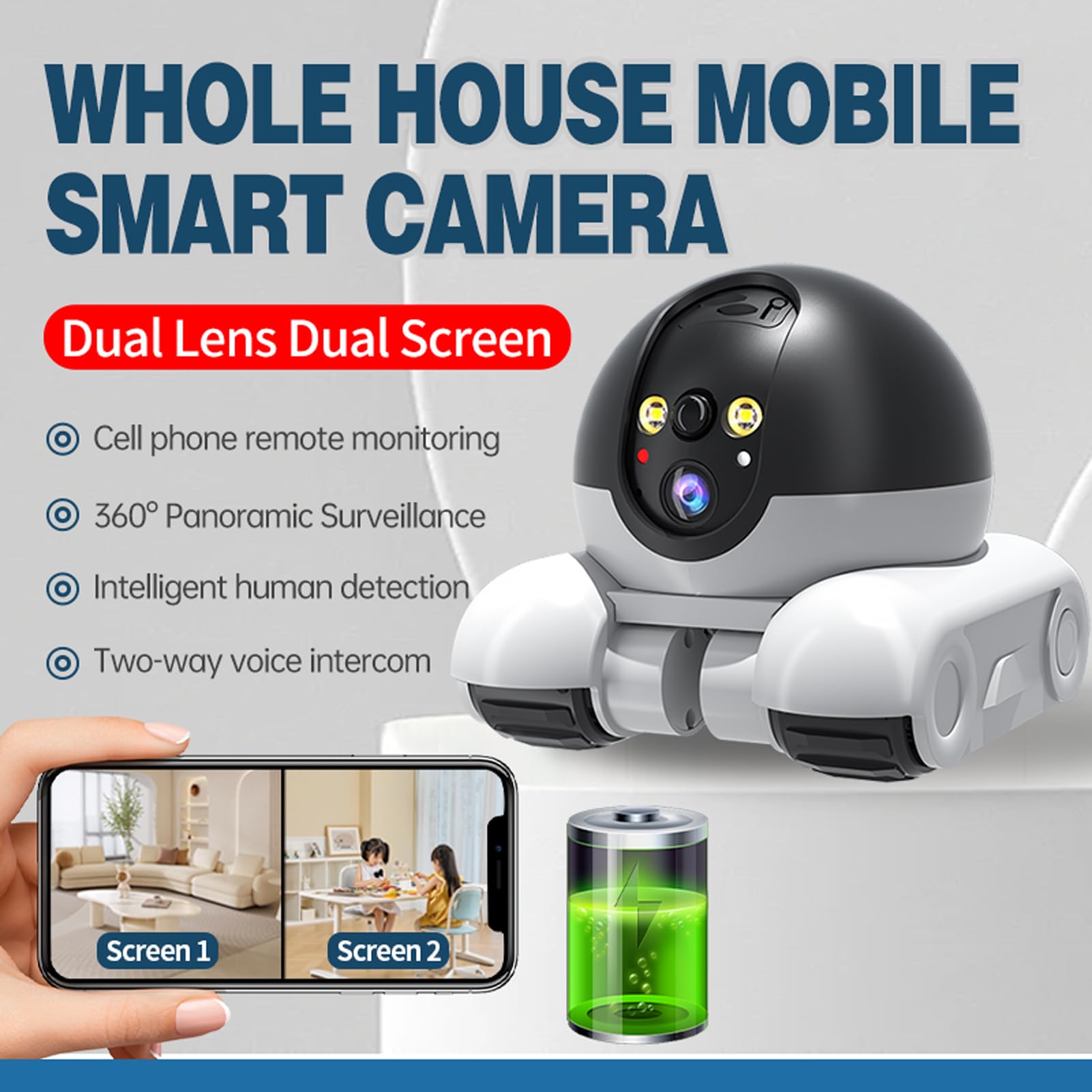 Pet Camera Home Security Camera,1080P Indoor Movable Cameras,2 Way Talk,Motion Detection,Night Vision,Wireless House Movable Cam