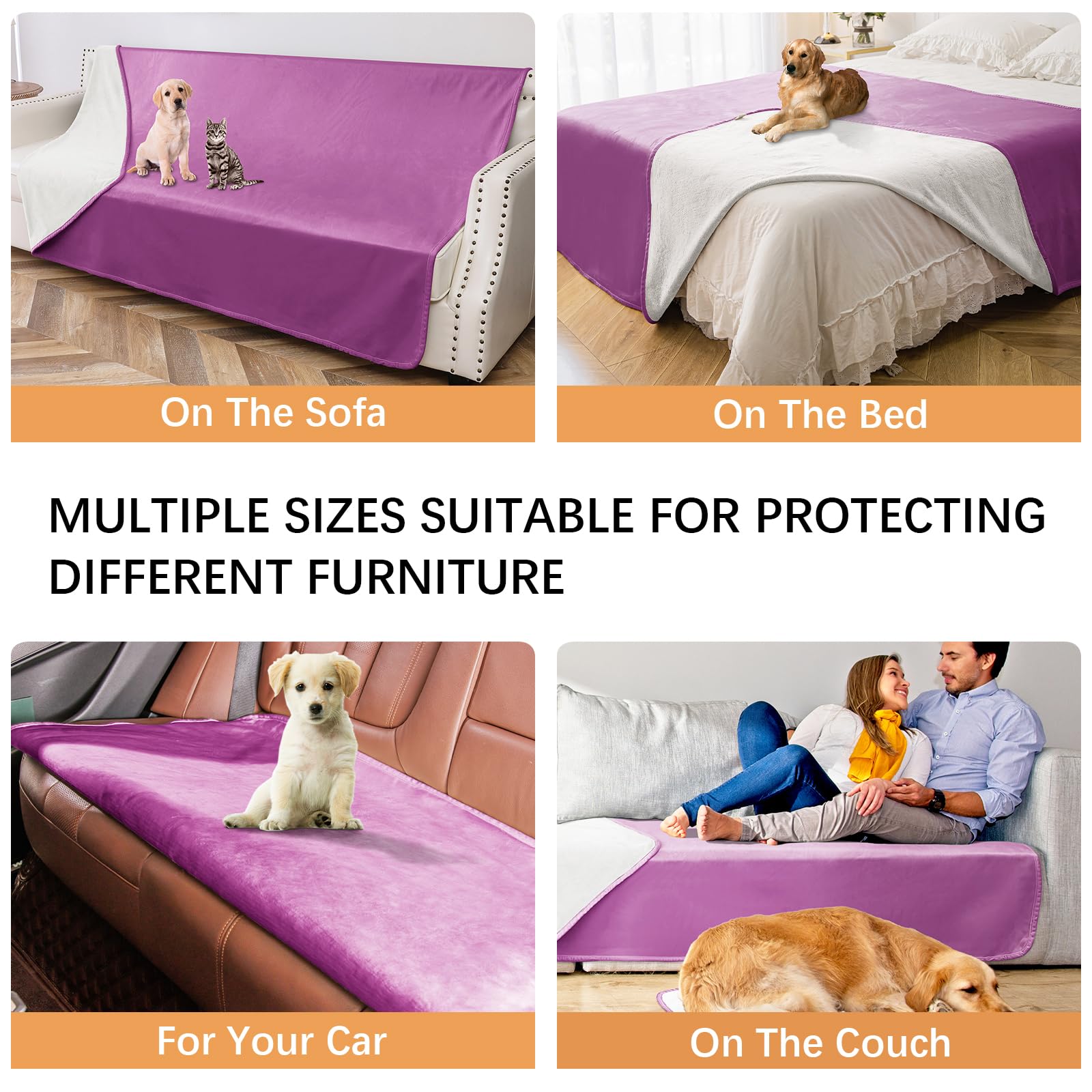 Waterproof Dog Blankets, Washable Pee Proof Pet Blanket For Couch, Soft Reversible Puppy Throw Furniture Protector Cover For Bed