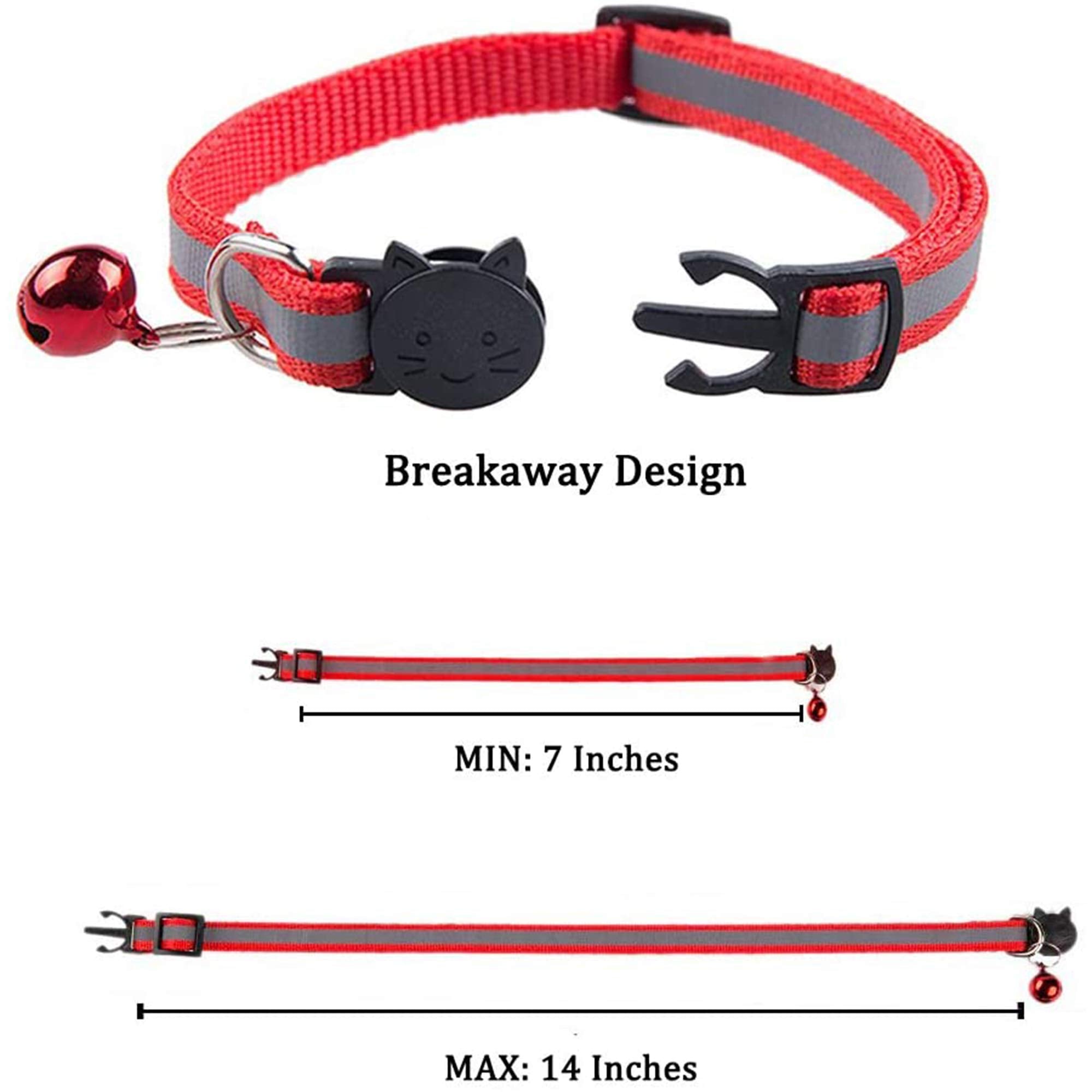 D-Buy Cat Collars, Cat Collars With Bell, Breakaway Cat Collars, Reflective Cat Collars, Nylon Cat Collars With Bell, Collars Fo