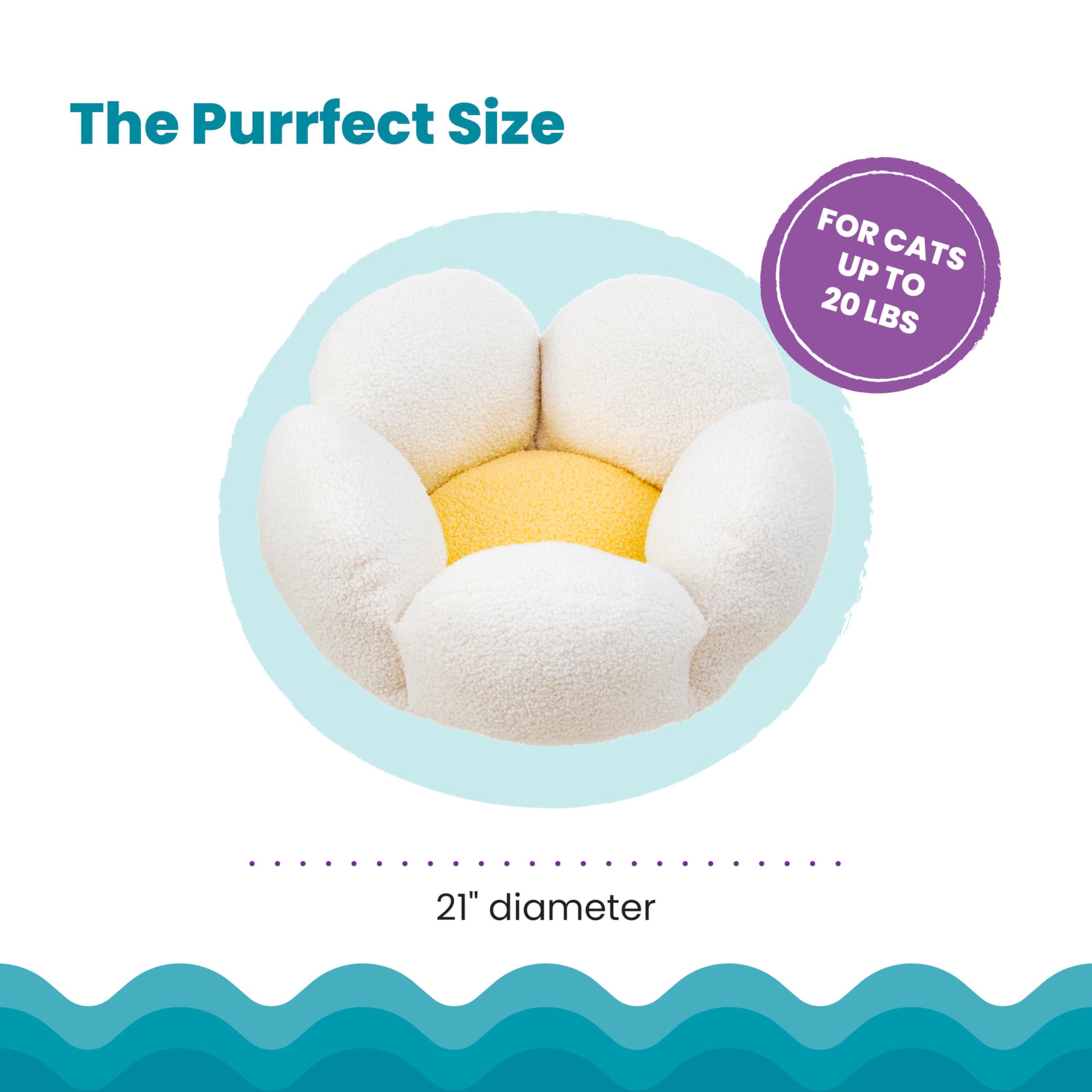 Catstages Purrfect Petals Flower Cat Bed, Medium, White, Plush Polyester, Model 71821, Soft & Comfortable for Cats and Kittens