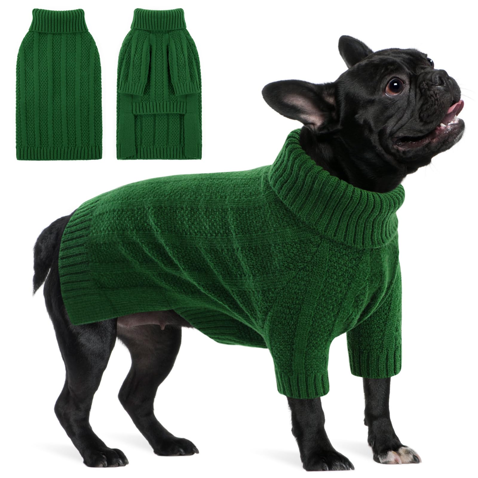 Queenmore Dog Sweaters For Medium Dogs Girls Boys,Soft Dog Sweater Christmas,Turtleneck Pullover Pet Sweaters Knitwear Outfit Fo