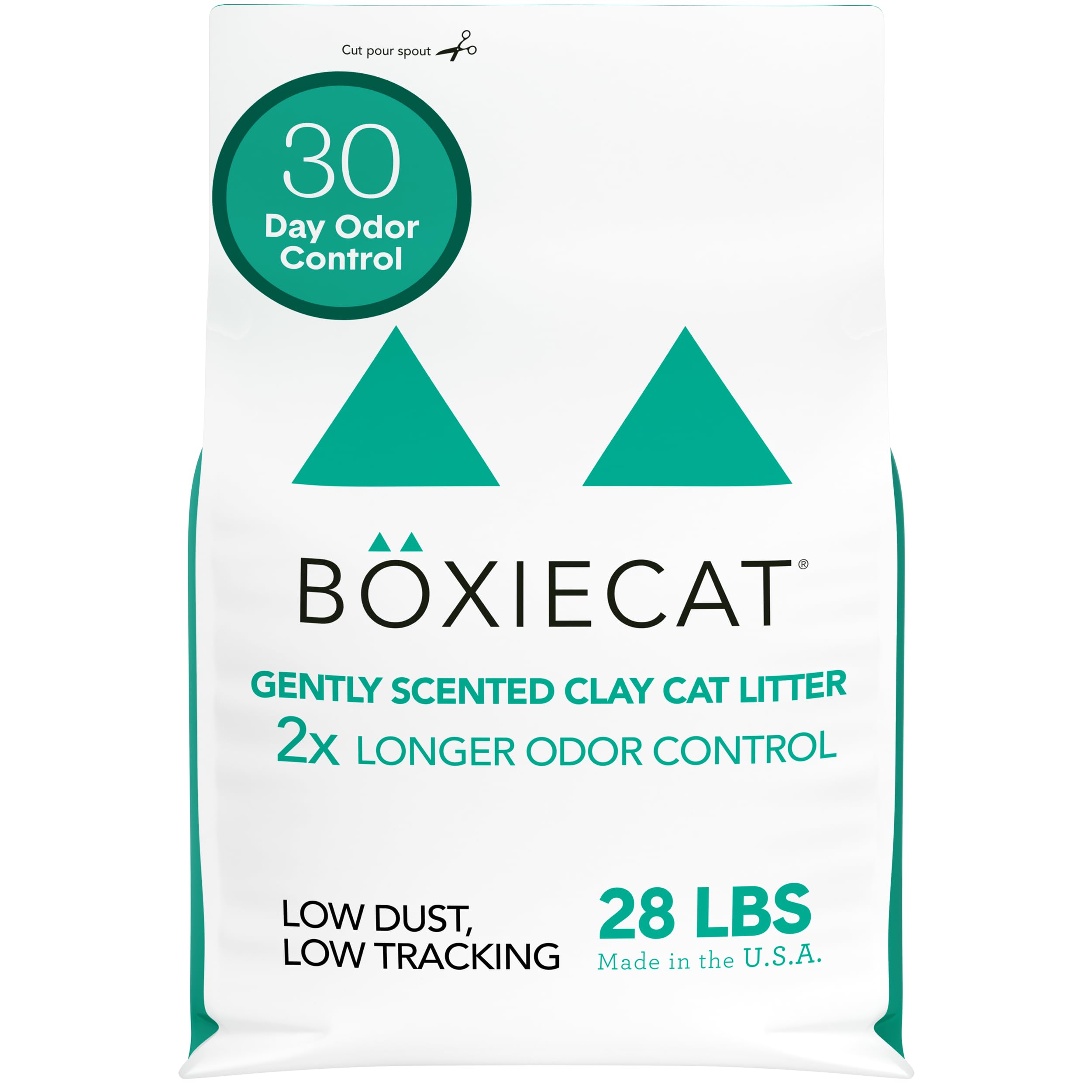 Boxie Gently Scented 30 Day Natural Odor Control Cat Litter, 28lb Clumping Clay Kitty Litter