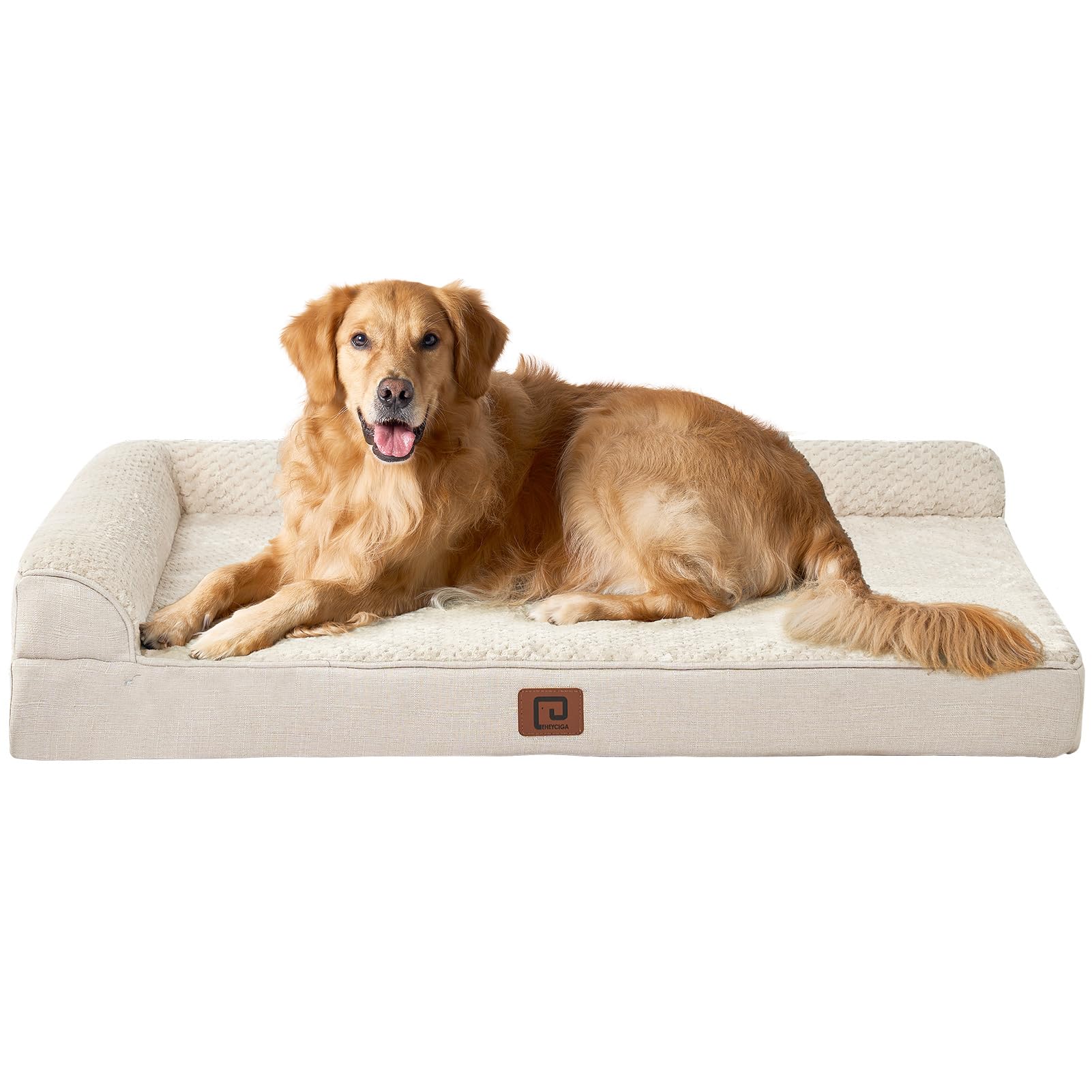 Eheyciga Memory Foam Orthopedic Xl Dog Bed, Washable Dog Bed With Waterproof Lining Removable Cover, Extra Large Dog Bed Sofa With Nonskid Bottom Xlarge Pet Couch Bed, 44X32 Inches, Beige