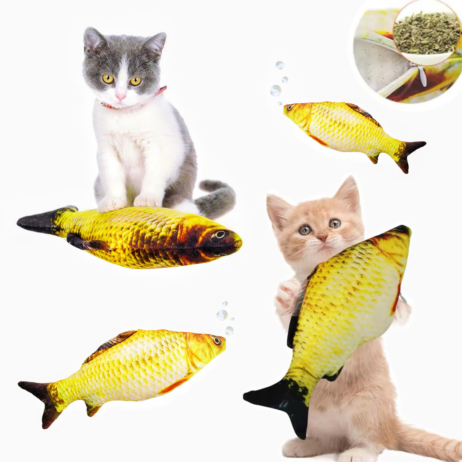 Sunkizzrs Natural & Organic Catnip Fish (30Cm/11.8Inch) For Cats & Kitten (NonAddictive & Safe)  Catmint Leaves Used On Toys A