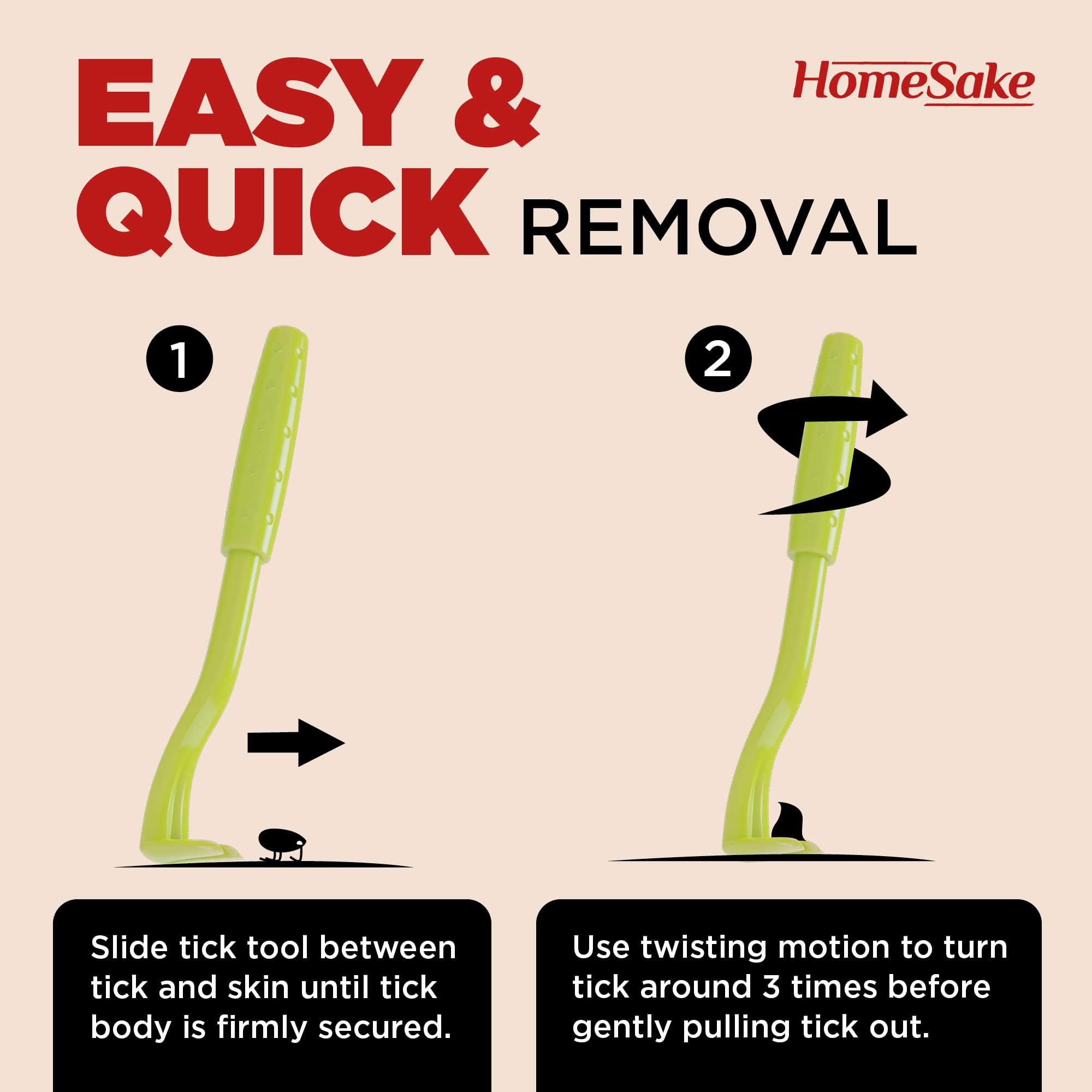 Homesake Tick Removal Tool for Dogs, Cats and Humans | Removes Entire Head & Body | Pain-Free Ticks Remover | 100% Chemical-Free