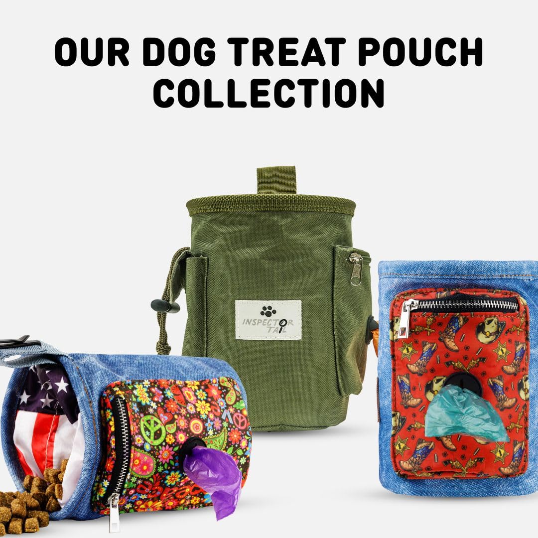 INSPECTOR TAIL Dog Treat Training Pouch with Built-in Poop Bag Dispenser & Quick Access to Snacks Toys  Convenient to Use with 3