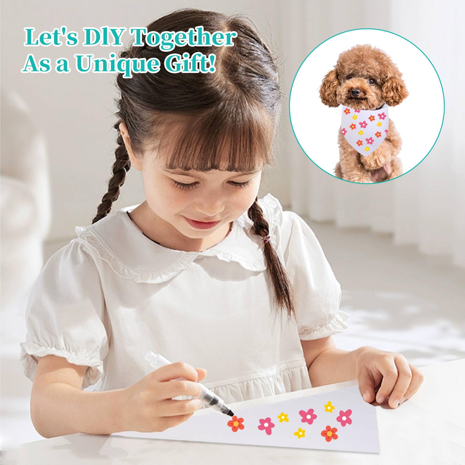 Gofshy Sublimation Dod Bandanas 6Pcs, Heat Transfer Washable Dog Scarf, Blank Diy Solid Kerchief Bib Breed, Pet Birthday/Party F