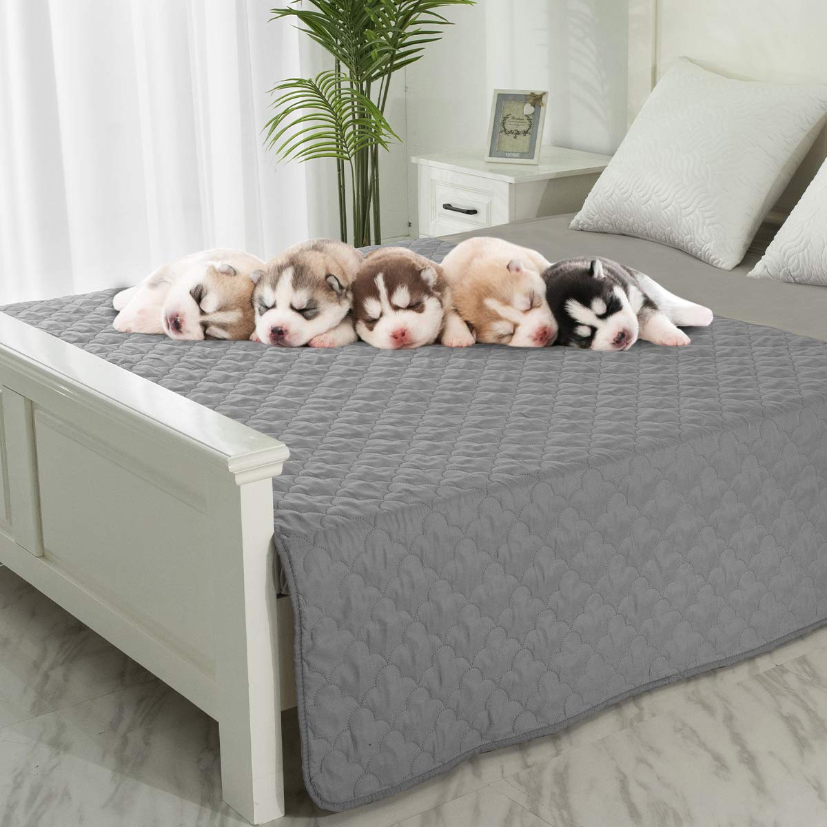 Dog Blankets for Couch Protection Waterproof Dog Bed Covers Pet Blanket Furniture Protector (Grey+Dark Grey, 68x82)