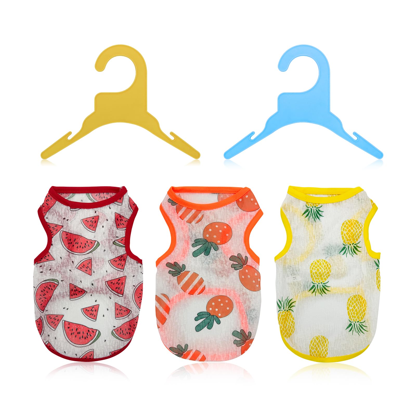 Andiker 3Pcs Cat Clothes, Breathable And Quick-Drying Cat And Dog Clothes With 2 Pets Clothes Hangers Printed Cute Patterns Cat 