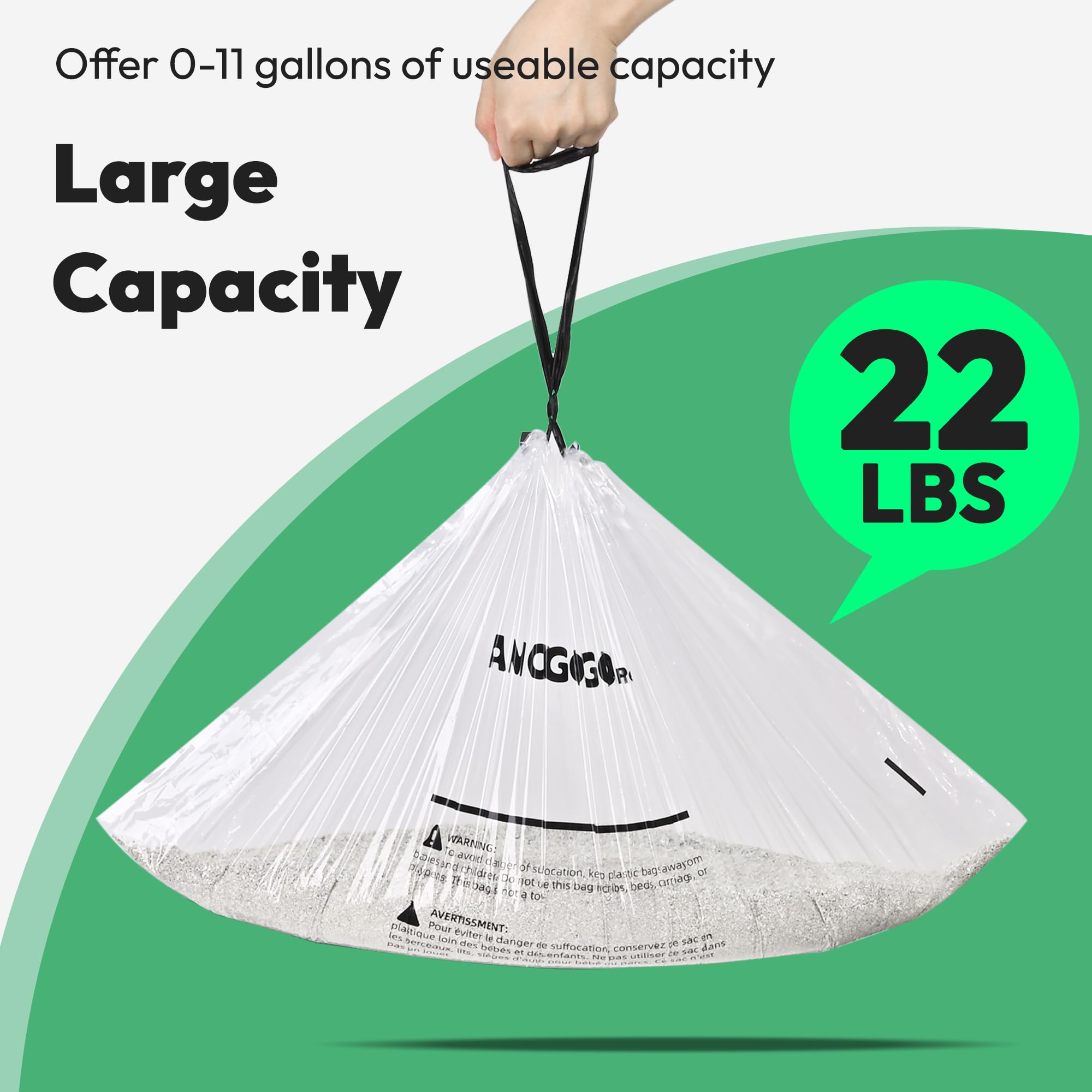 AMOGOGOPET Waste Bags - 50 Pack Drawstring Liners for Litter Robot 3 & 4, Transparent, 26.4" x 15.8", Low Density Poly