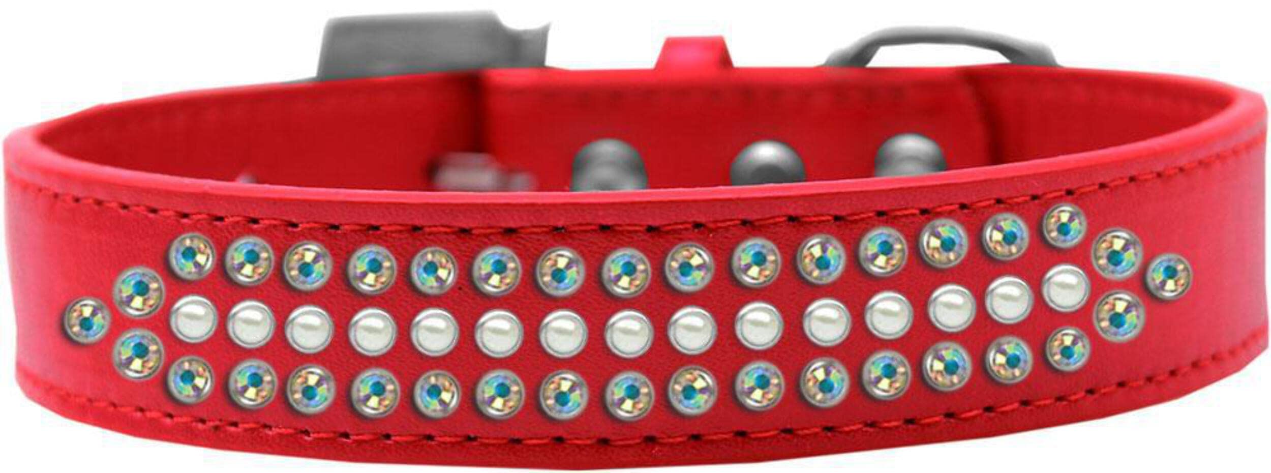 Mirage Pet Products Ritz Pearl and AB Crystal Dog Collar, Size 12, Aqua