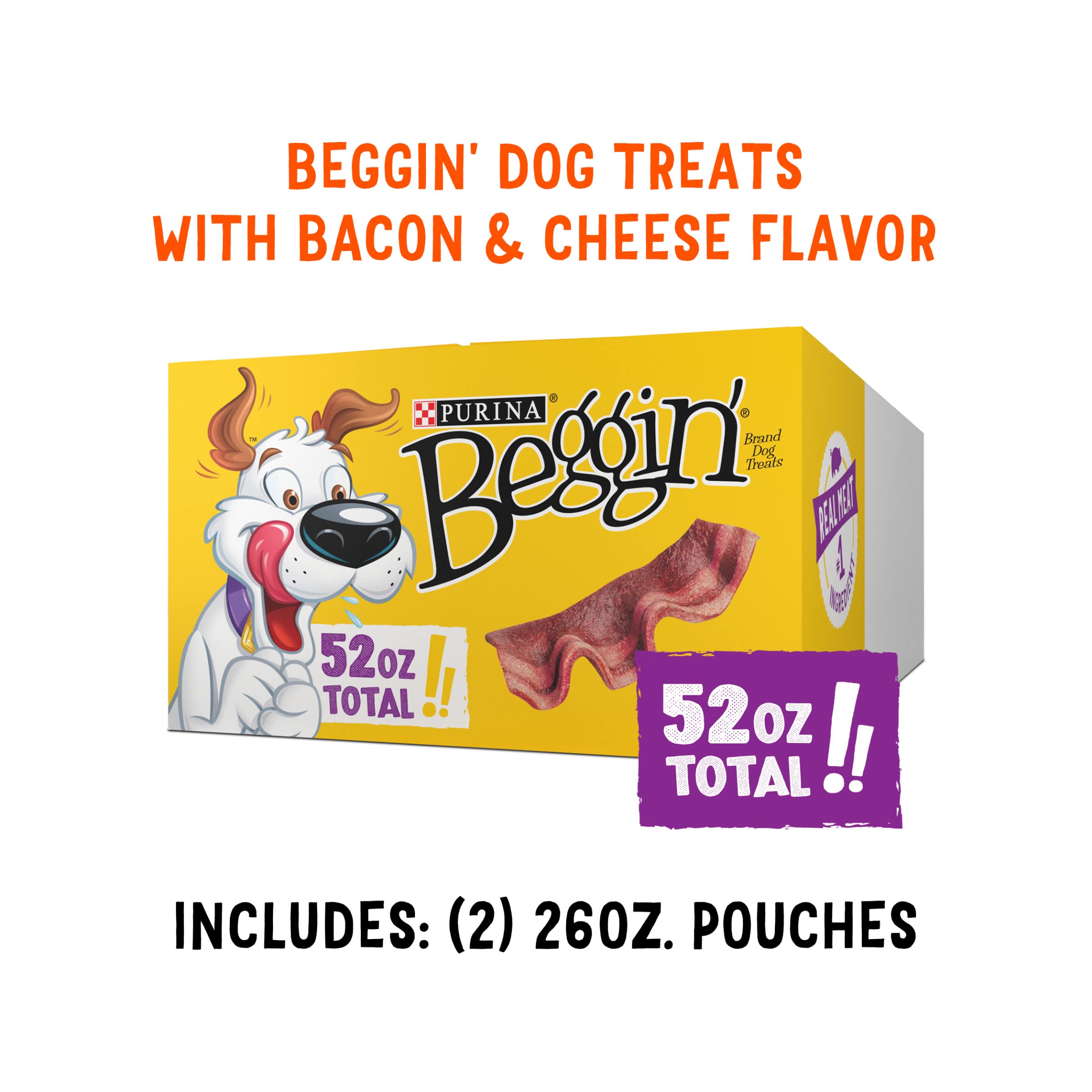 Purina Beggin Strips With Real Meat Dog Training Treats With Bacon and Cheese Flavors - (Pack of 2) 26 oz. Pouches