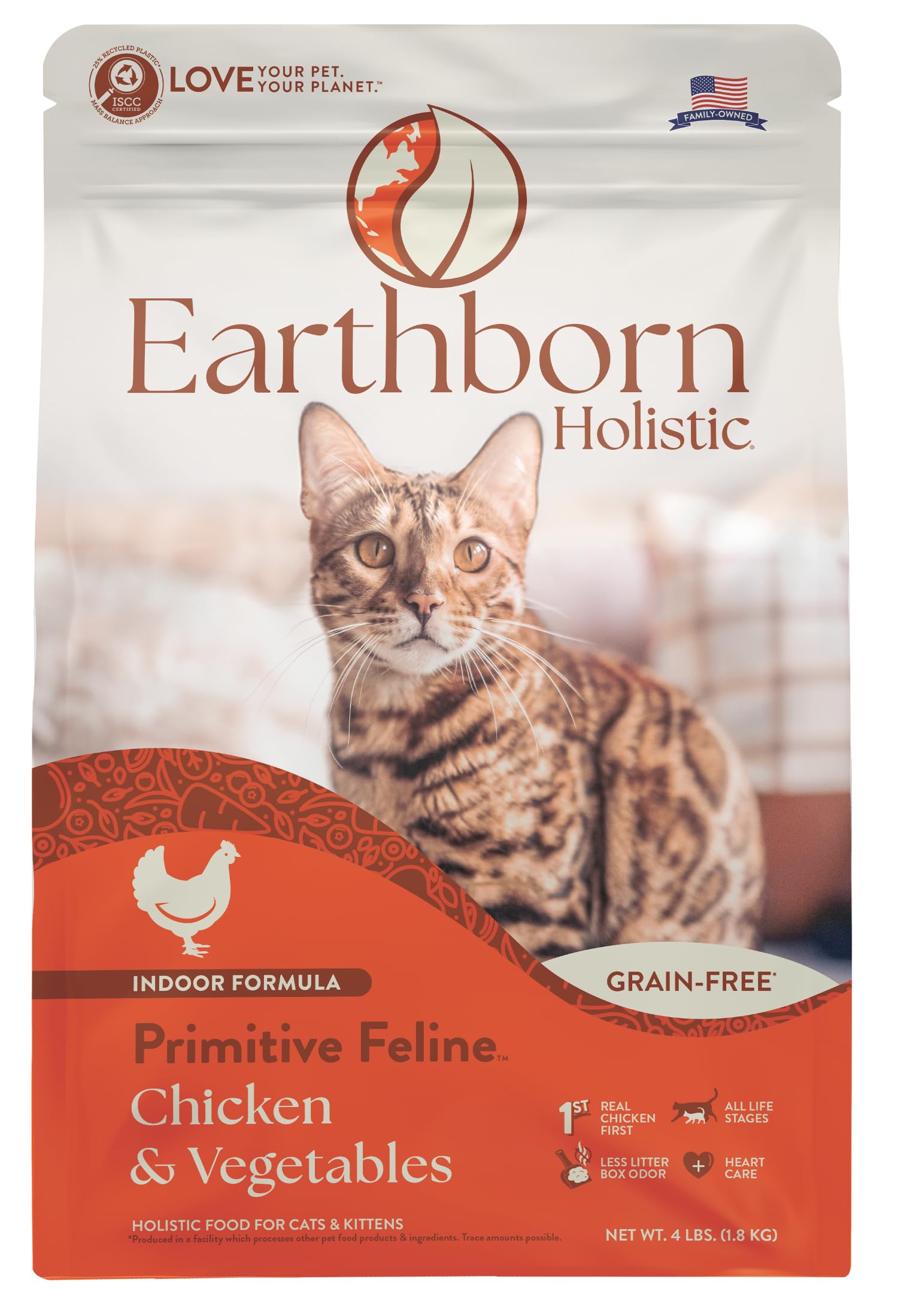 Earthborn Holistic Primitive Feline Grain-Free Dry Cat Food 4 Pound (Pack of 1)