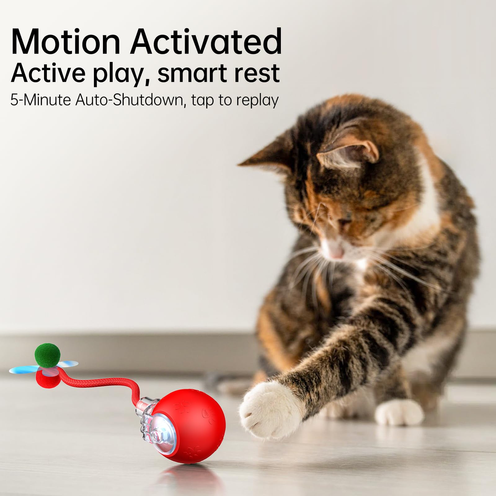 Teeche Interactive Cat Ball Toy - 2025 Smart Rolling Cat Toy With Shiny Tail, Motion Activated Boredom Relief For Indoor Cats, U