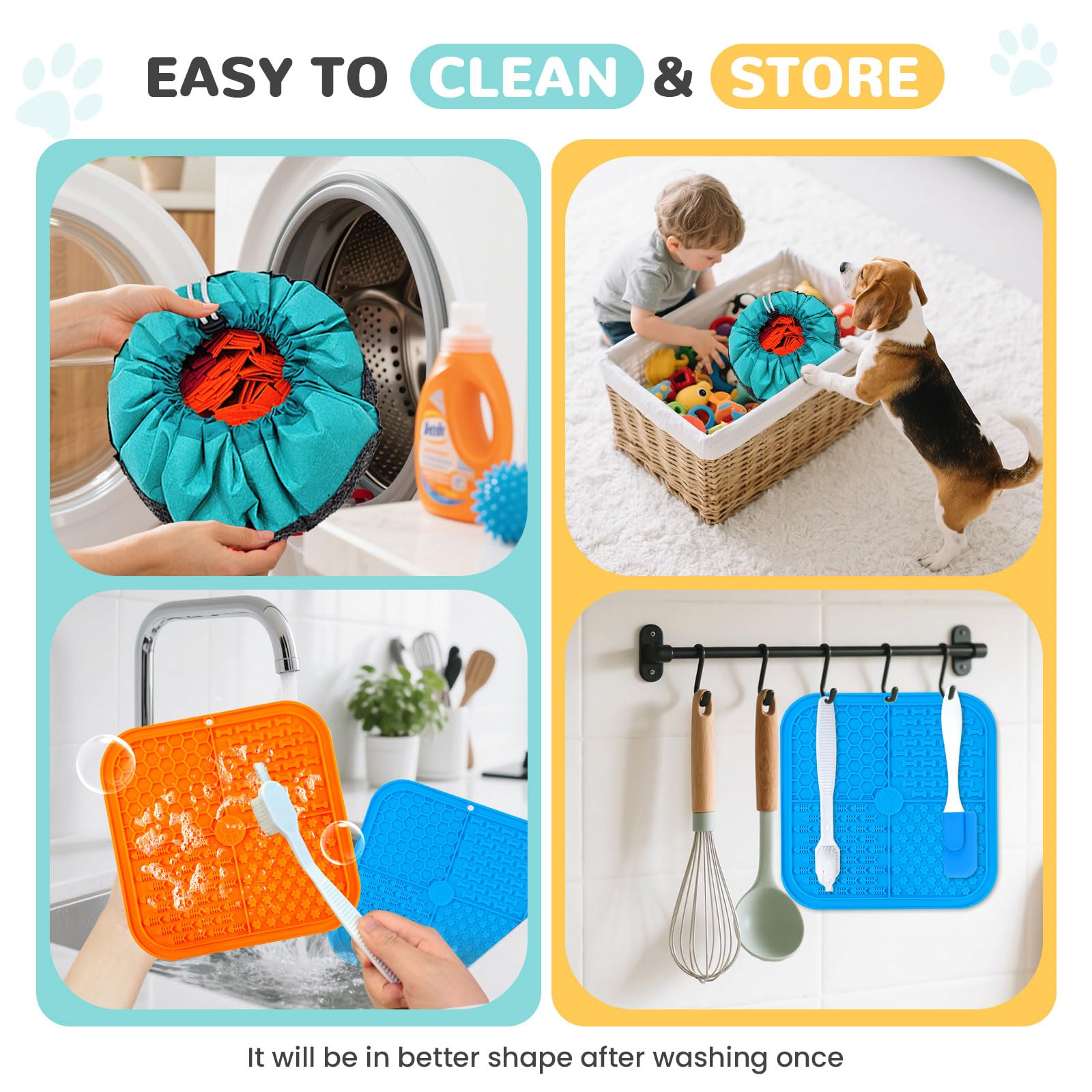 UETZLTB Dog Snuffle Mat and Lick Mats Set, Interactive Dog Enrichment Puzzle Toys for Puppy Small Medium Large Breed Dogs Cats,