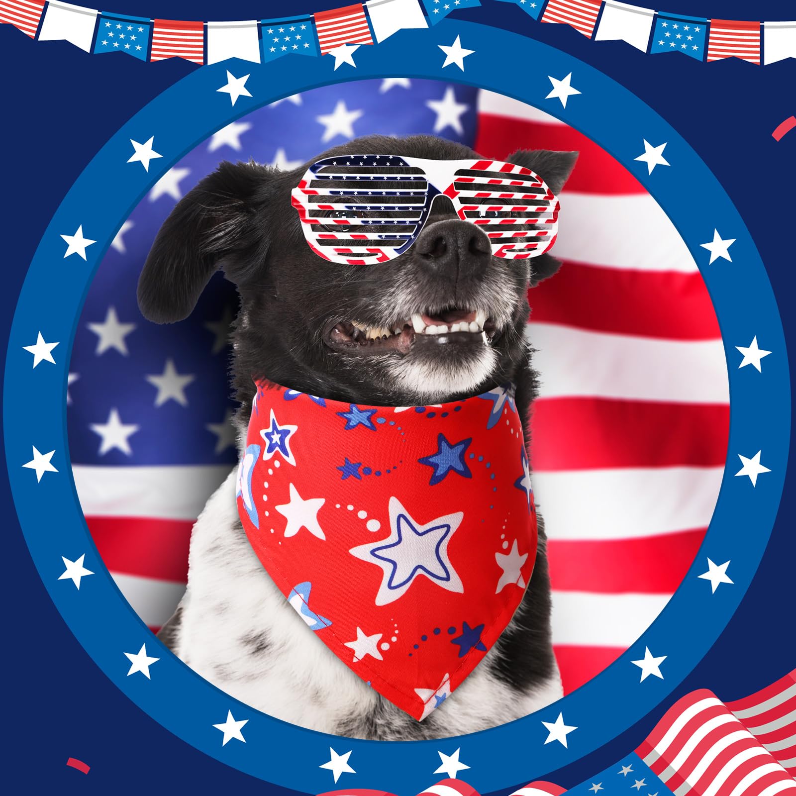 Weewooday 12 Pcs Patriotic Dog Bandanas Veterans Day Red White Blue Star Bandanas for Dogs Triangle Kerchief Bibs Scarf for Pets