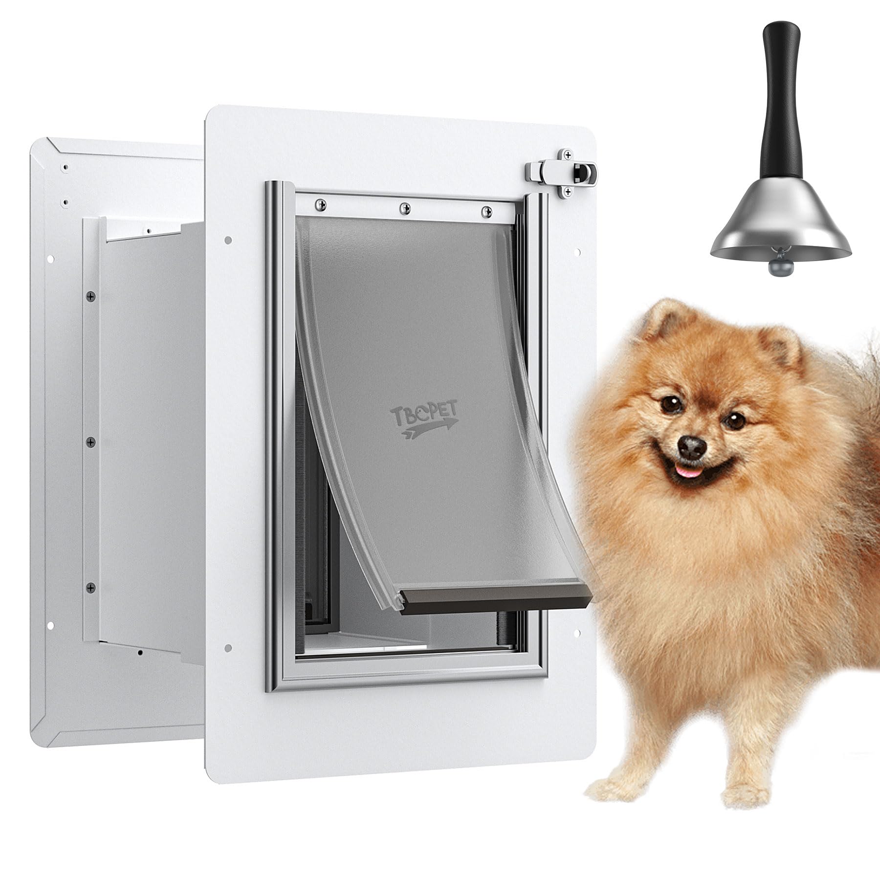 Pet Door For Wall With Secure Aluminum Lock, Steel Frame And Telescoping Tunnel, Double Silicone Flaps Dog Doggy Door And Cat Do