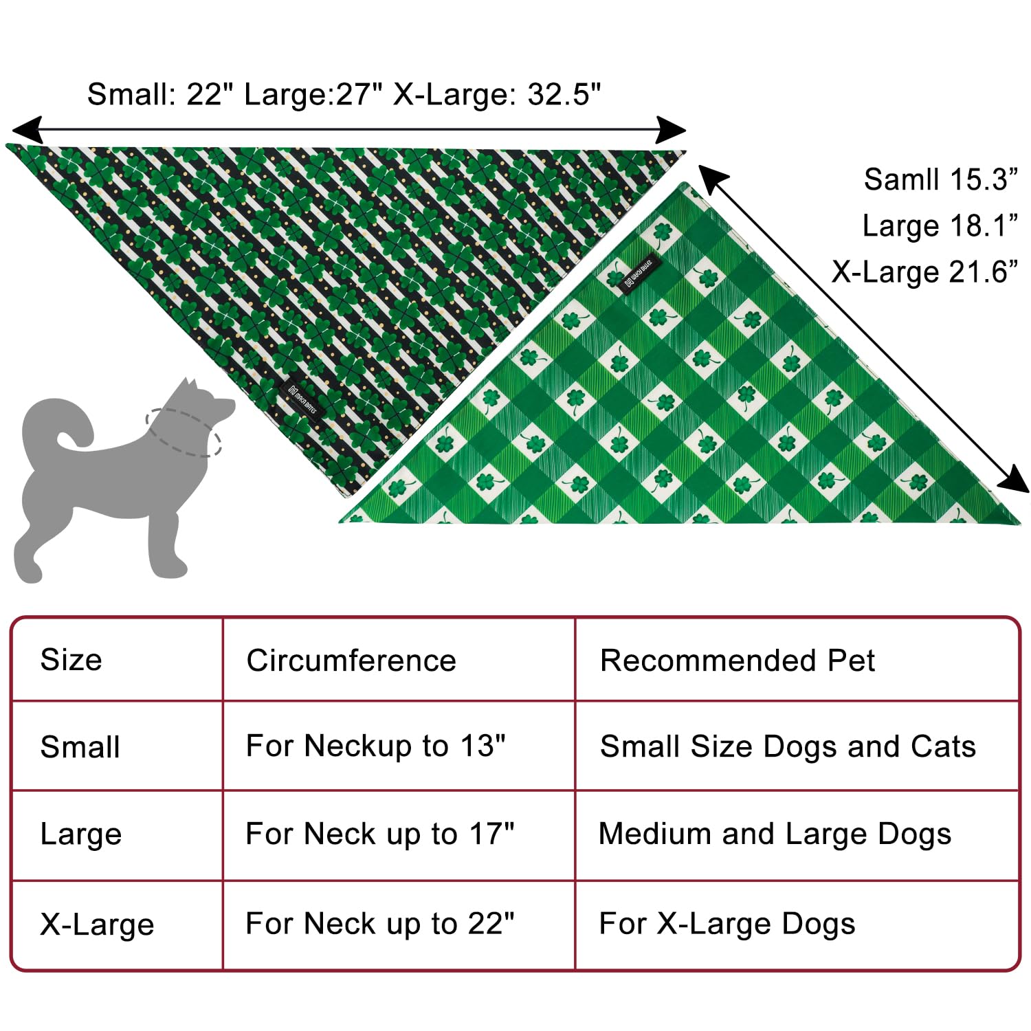 Maca Bates 2 Pack St Patricks Day Dog Irish Clover Bandana Bulk Saint Patrick'S Shamrock Spring Green Dogs Scarf Soft Puppy Band