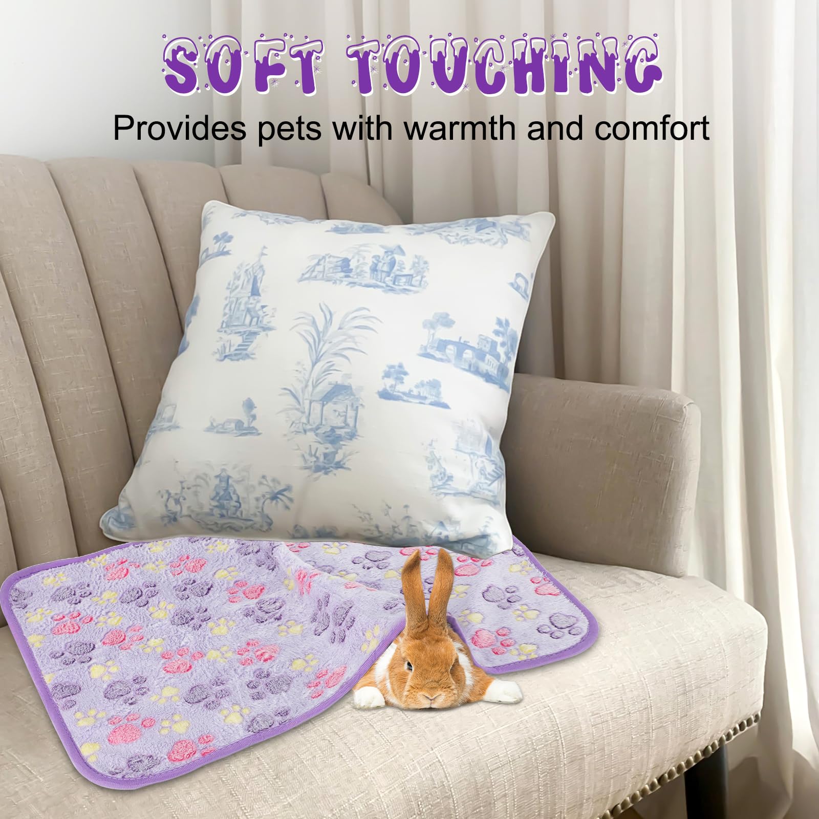 YUEPET Waterproof Guinea Pig Blankets Washable 6 Pack Small Animal Fleece Cage Liners Pet Soft Sleep Mat Pad Cover Warm Flannel