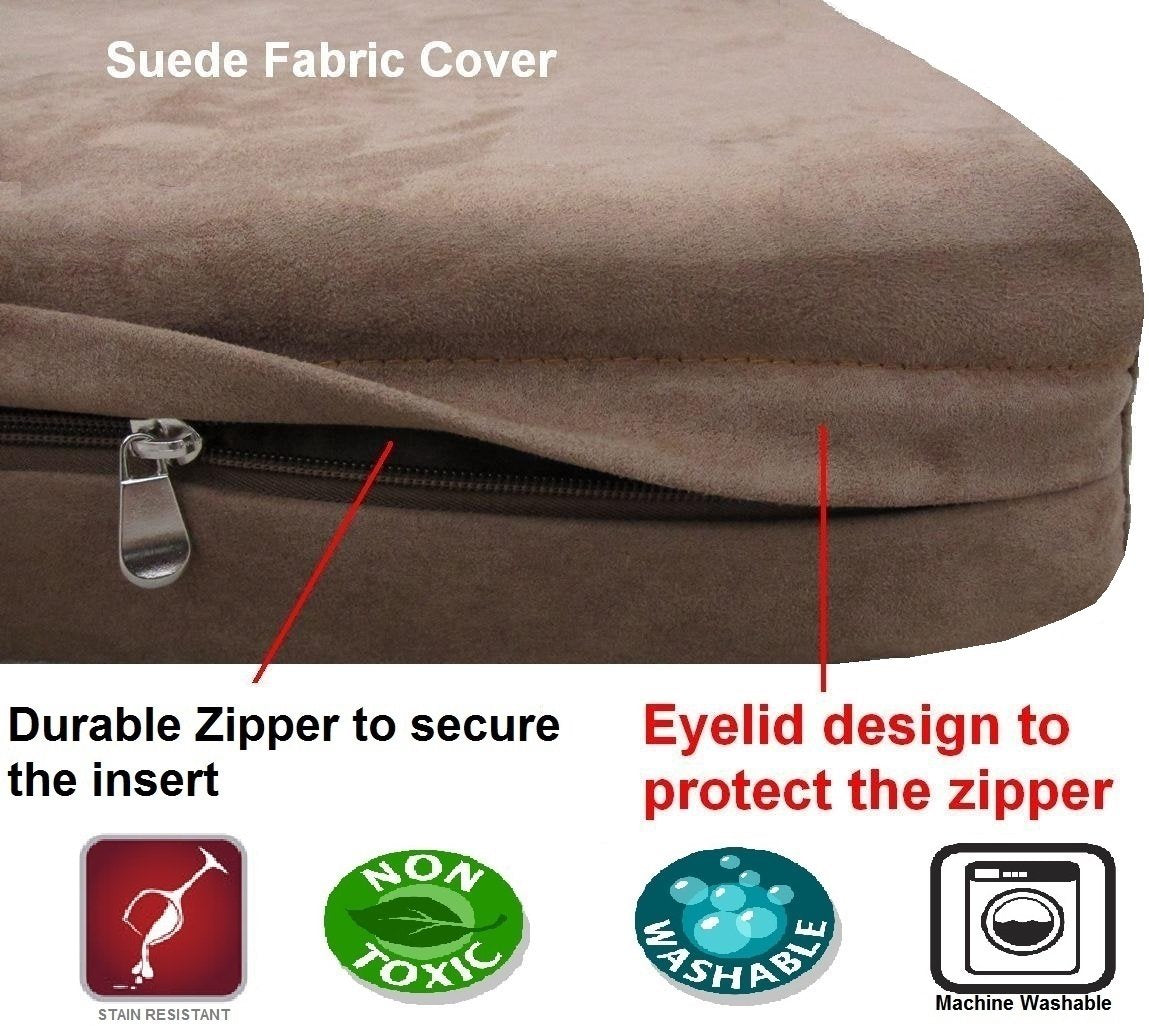 Dogbed4Less Headrest Dog Pet Bed External Cover - Replacement Cover Only, Jumbo 55X47X4 Inch, Brown